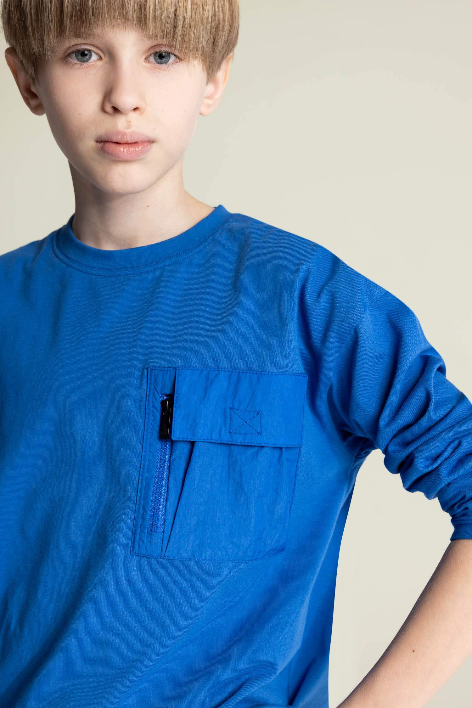 Erkek Çocuk Oversize Geniş Kalıp Bisiklet Yaka Uzun Kollu Tişört