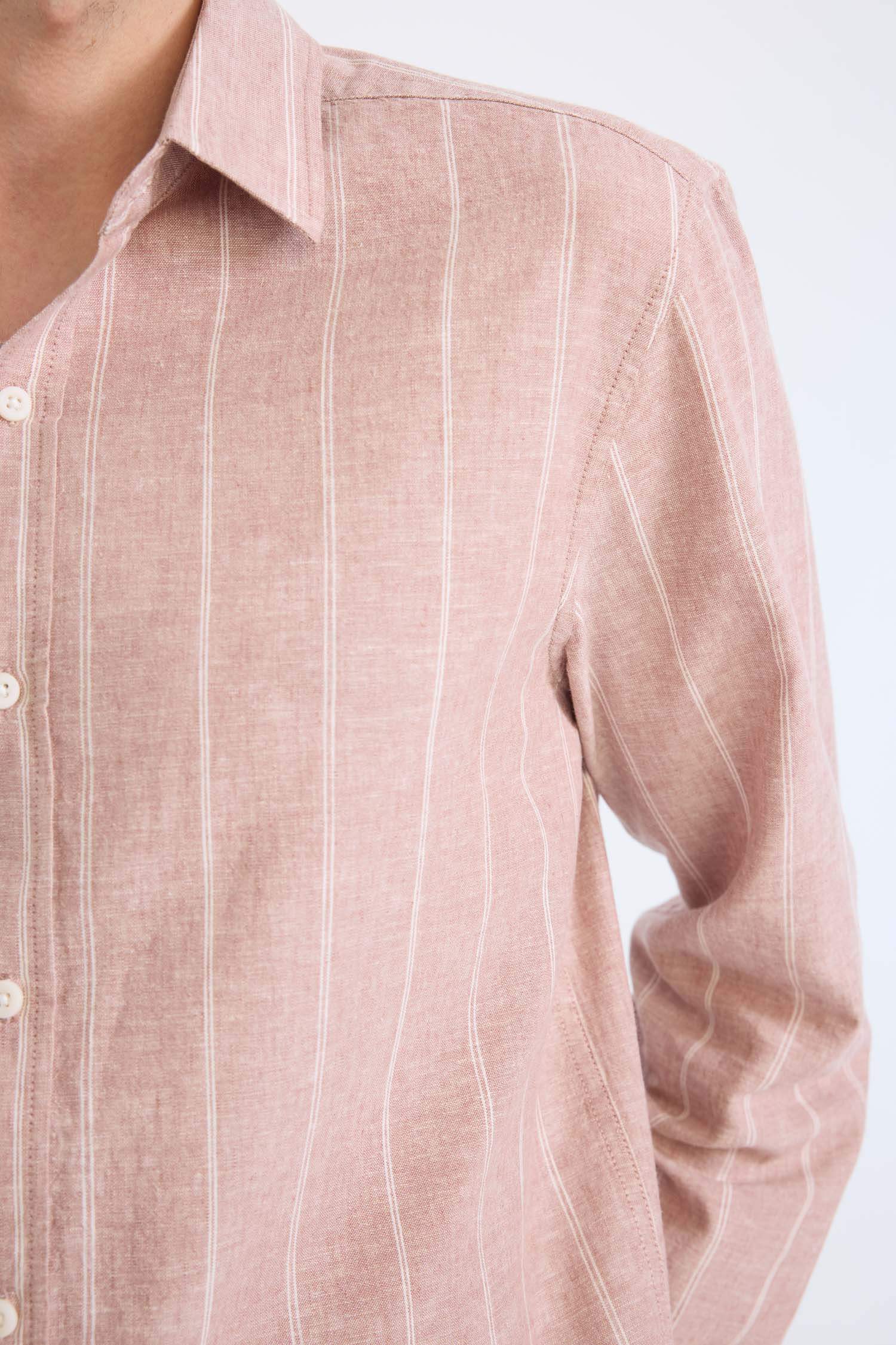 Обычная посадка, поло-воротник, хлопковая рубашка с длинным рукавом