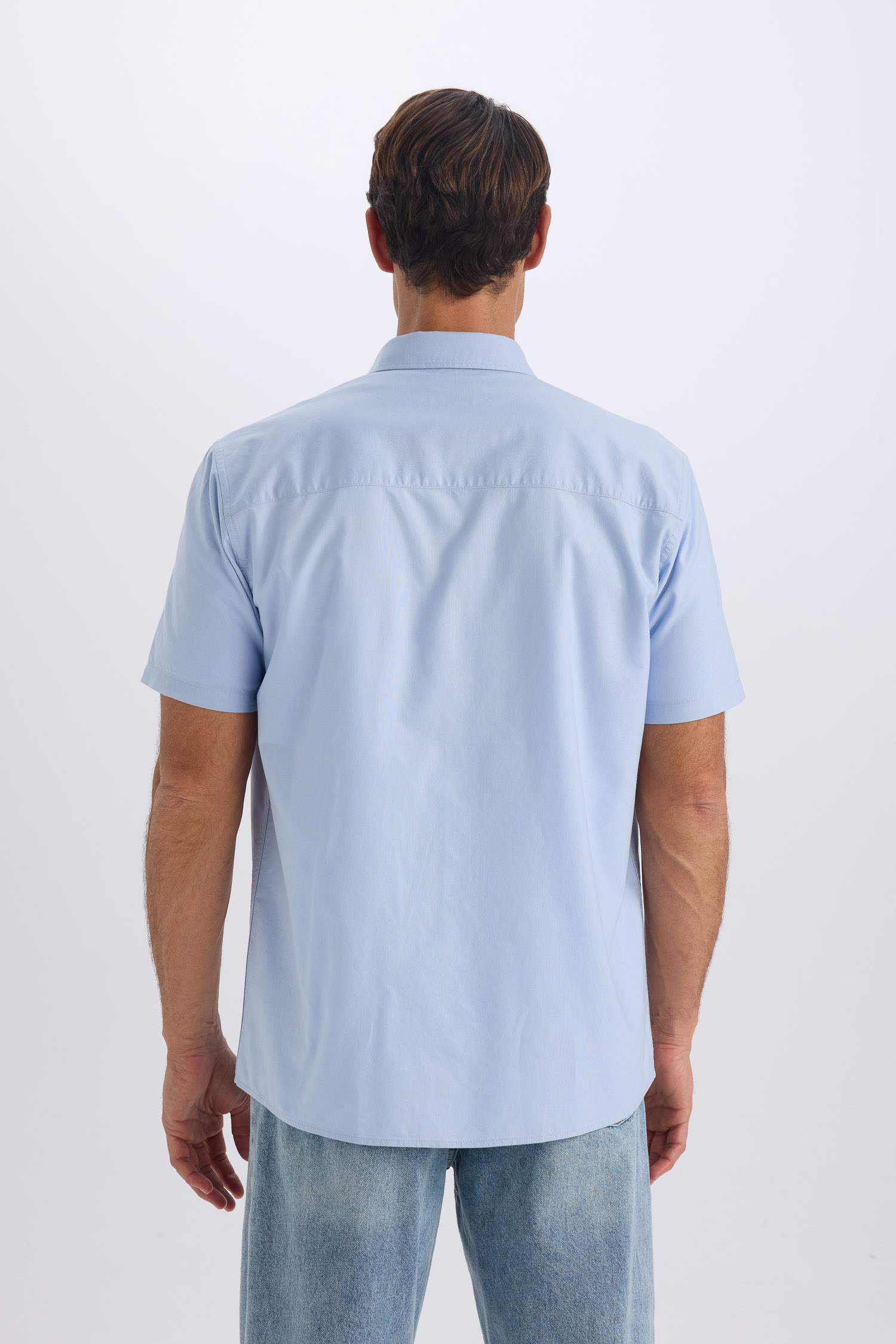 %100 Pamuk Regular Fit Polo Yaka Oxford Yazlık Kısa Kollu Gömlek