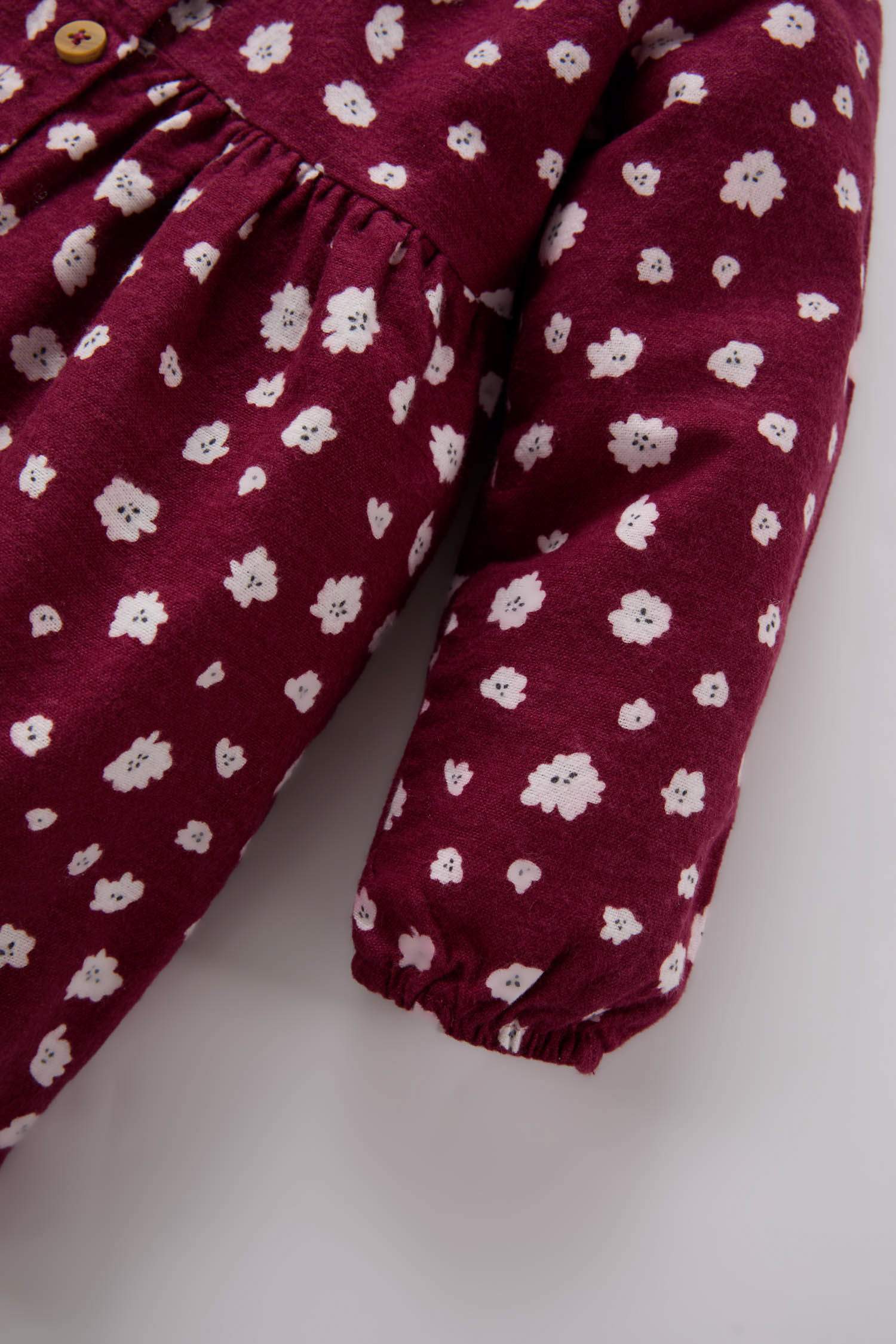 فستان فلورال بناتي قصة عادية ردن طويل بياخة قميص