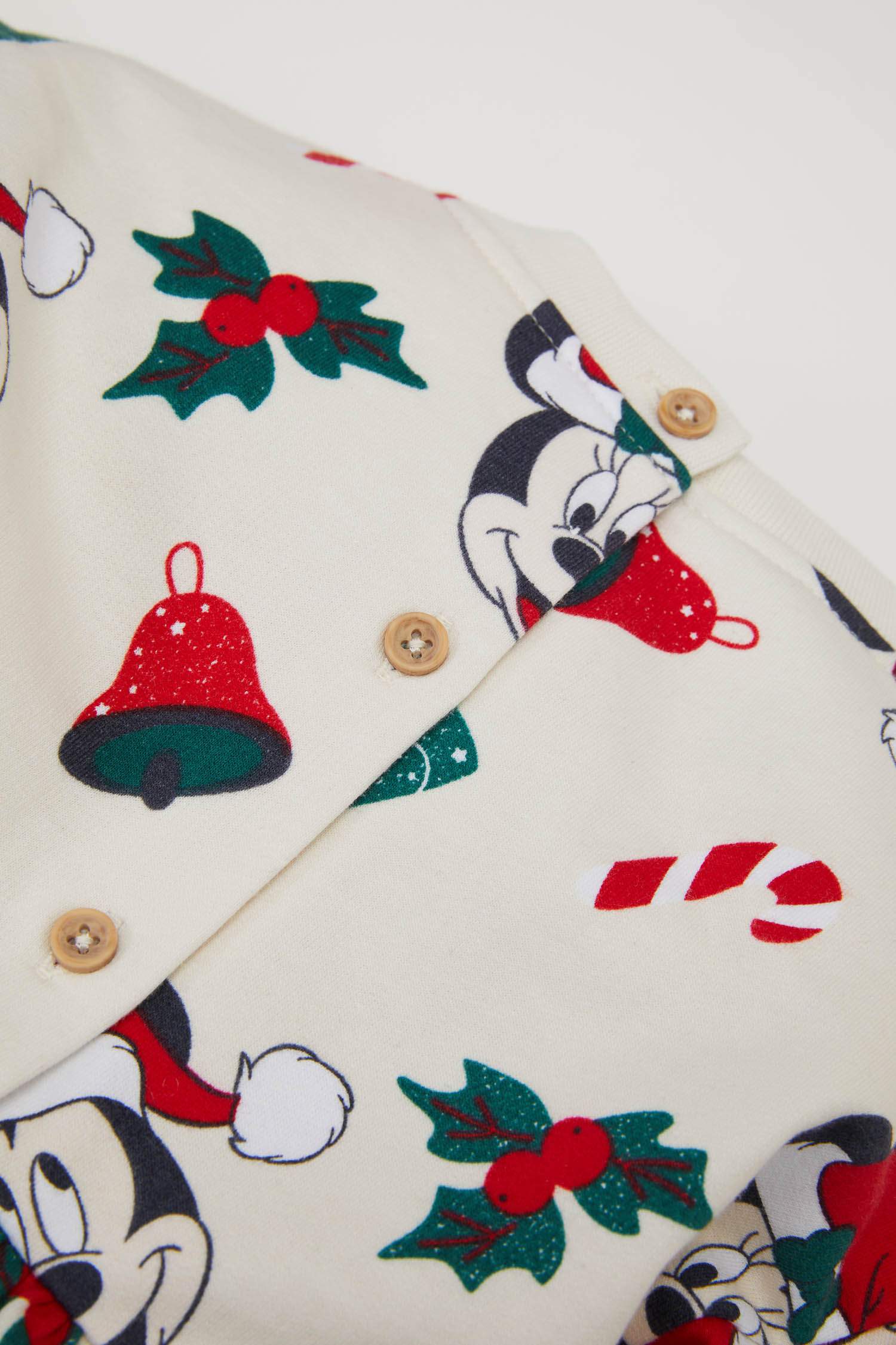 Kız Bebek Disney Mickey & Minnie Bisiklet Yaka Yılbaşı Temalı Uzun Kollu Elbise