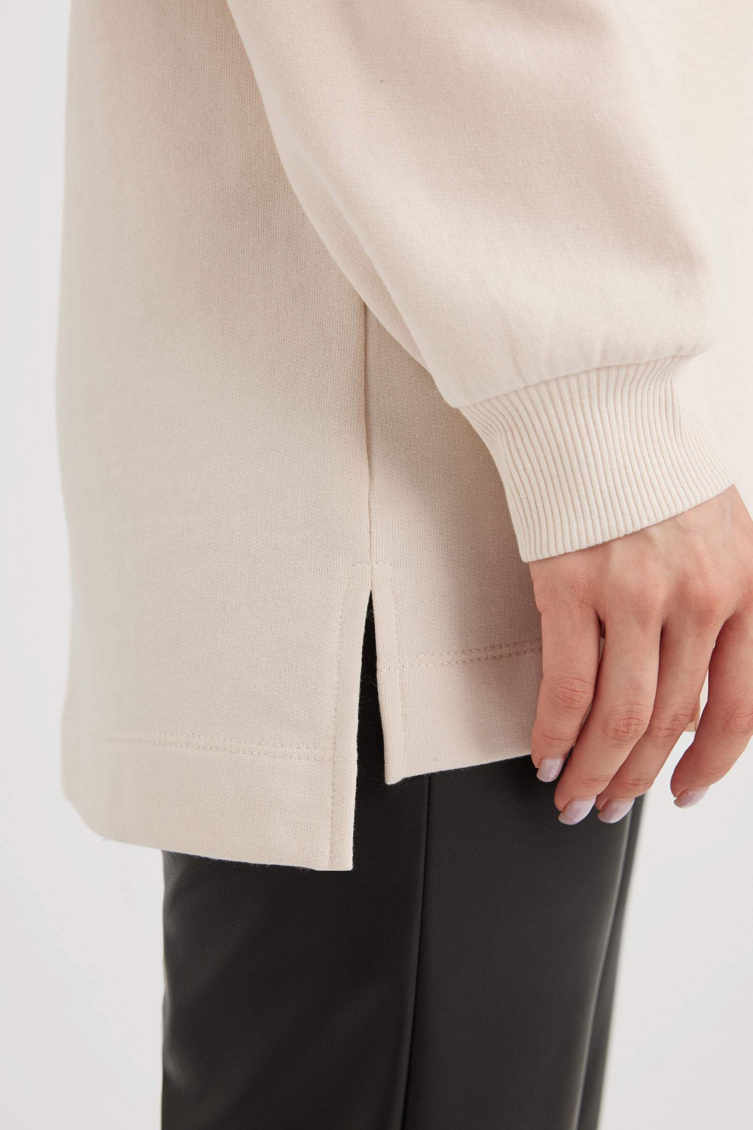 Tunique Sweat-shirt en tissu fin imprimé à Col rond et Coupe décontractée