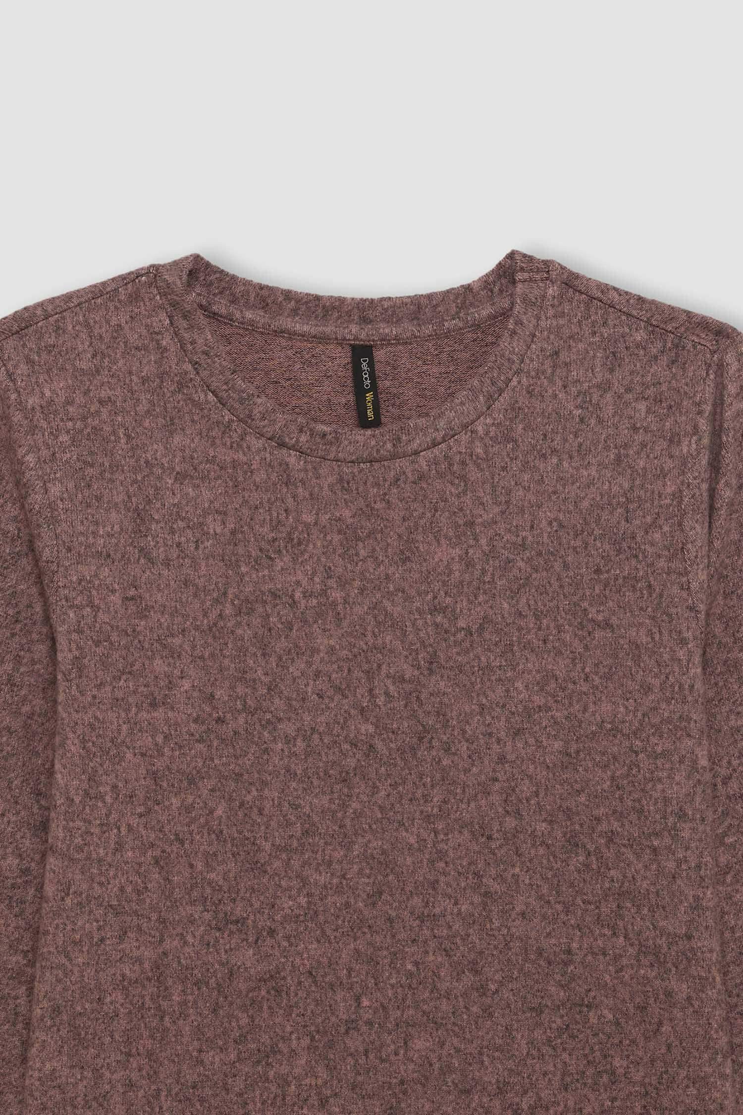 T-Shirt à Manches Longues à Coupe Régulière et Col Rond