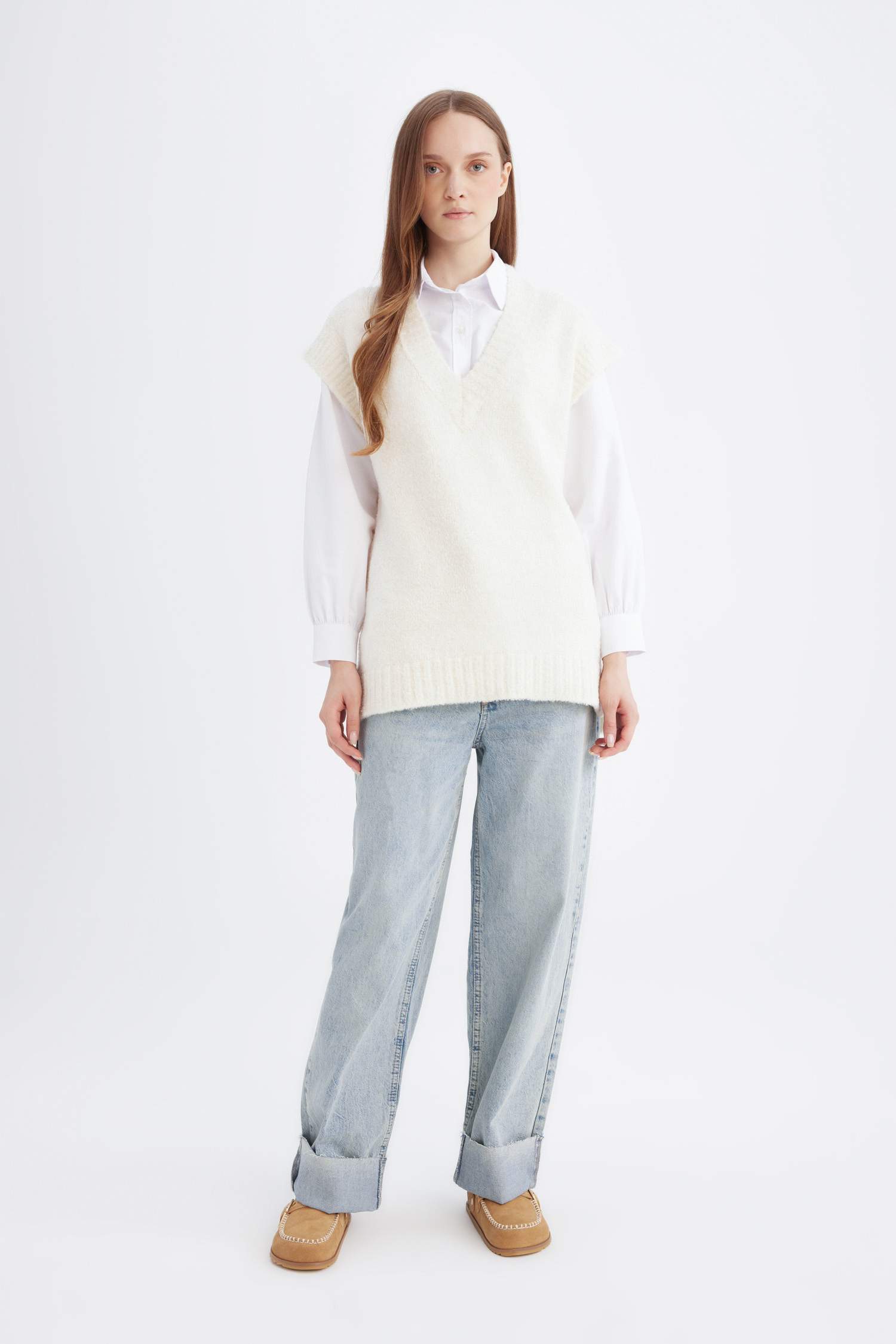 Relax Fit Yarım Balıkçı Yaka Basic Düz Triko Süveter