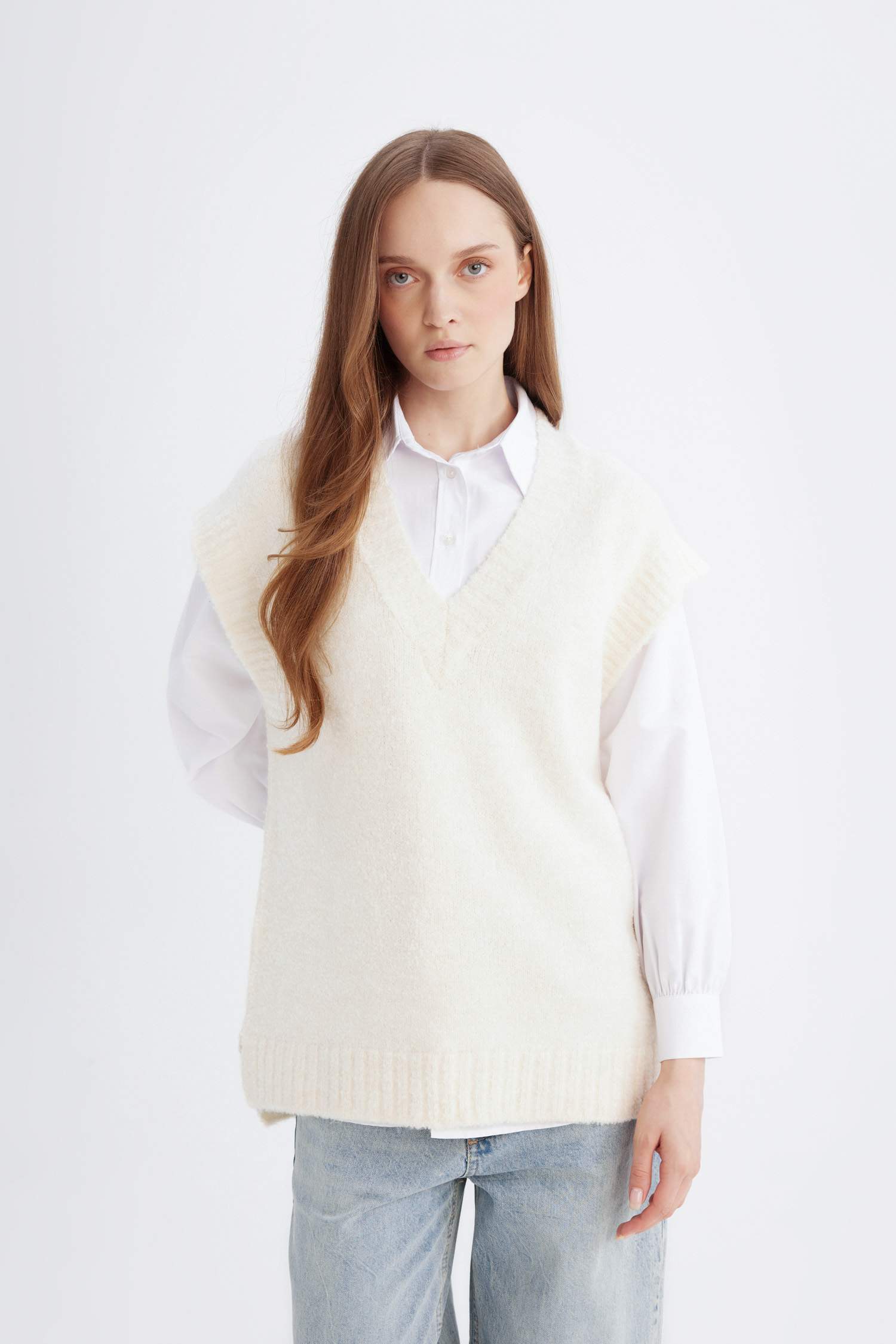 Relax Fit Yarım Balıkçı Yaka Basic Düz Triko Süveter