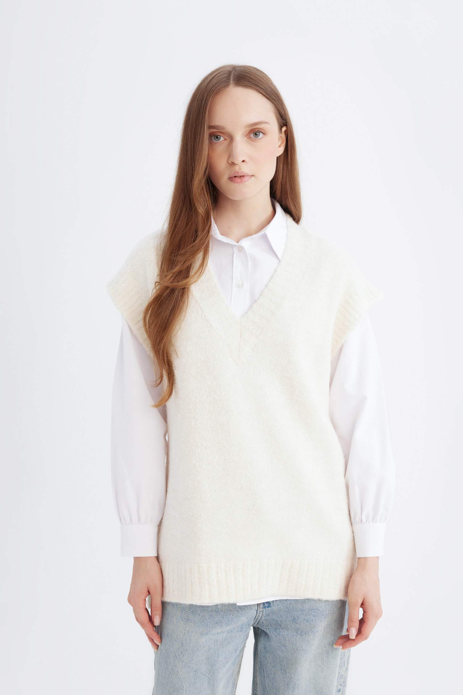 Relax Fit Yarım Balıkçı Yaka Basic Düz Triko Süveter