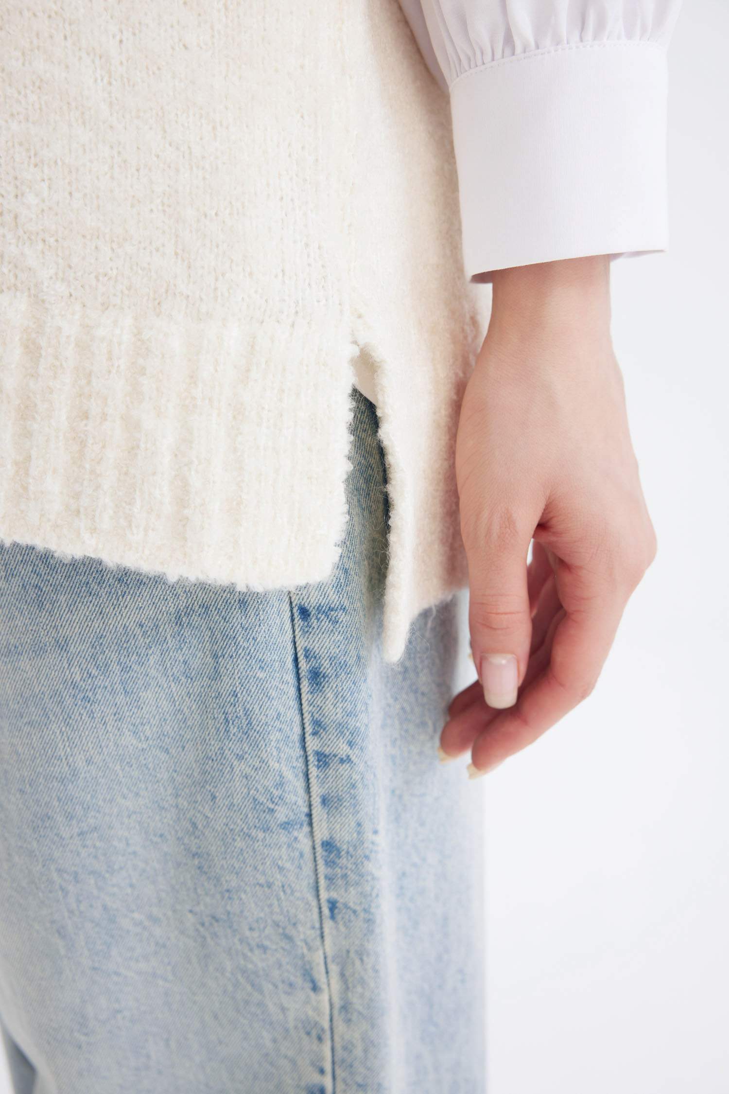 Relax Fit Yarım Balıkçı Yaka Basic Düz Triko Süveter