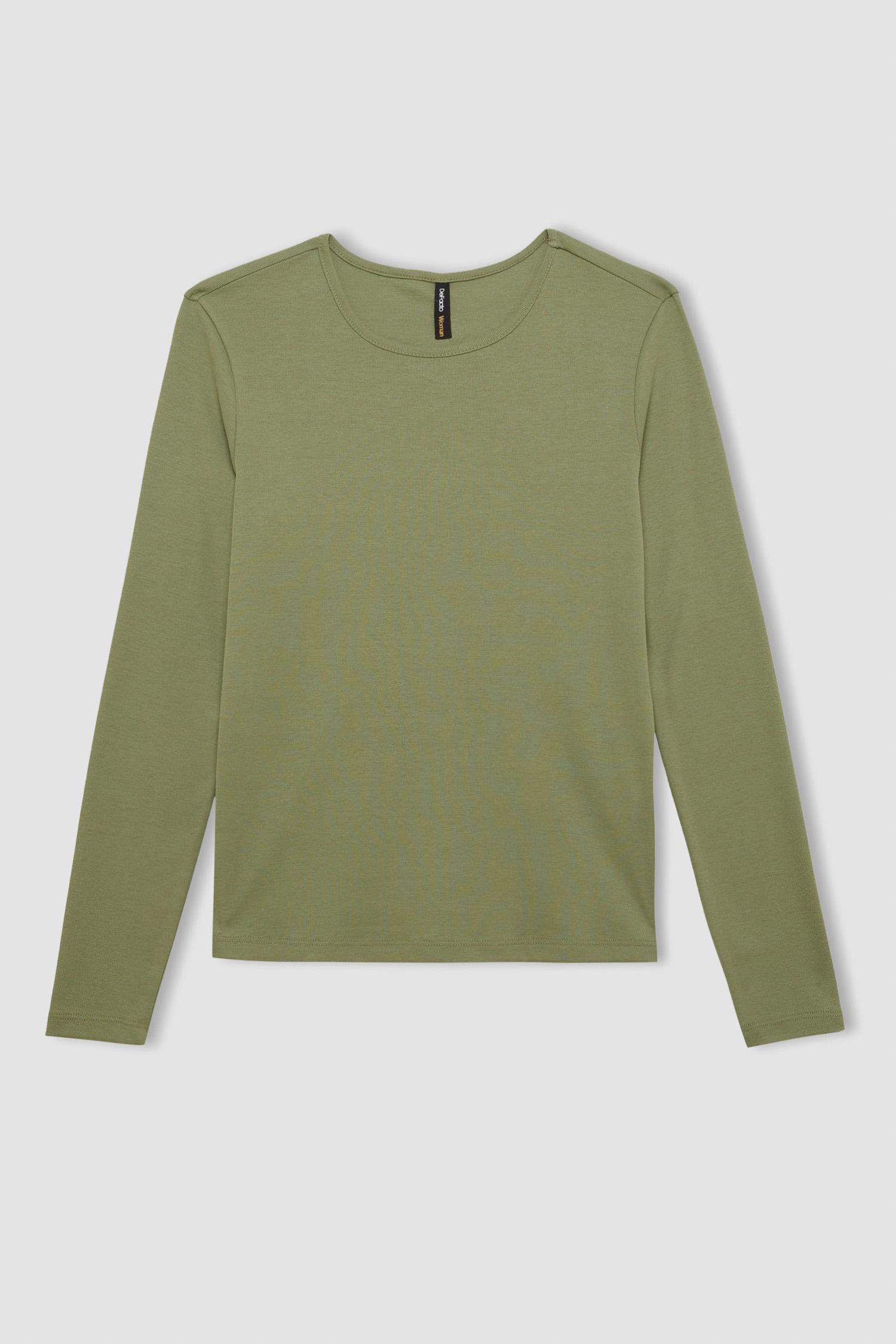 T-Shirt basique à Manches Longues Coupe Régulière à Col rond