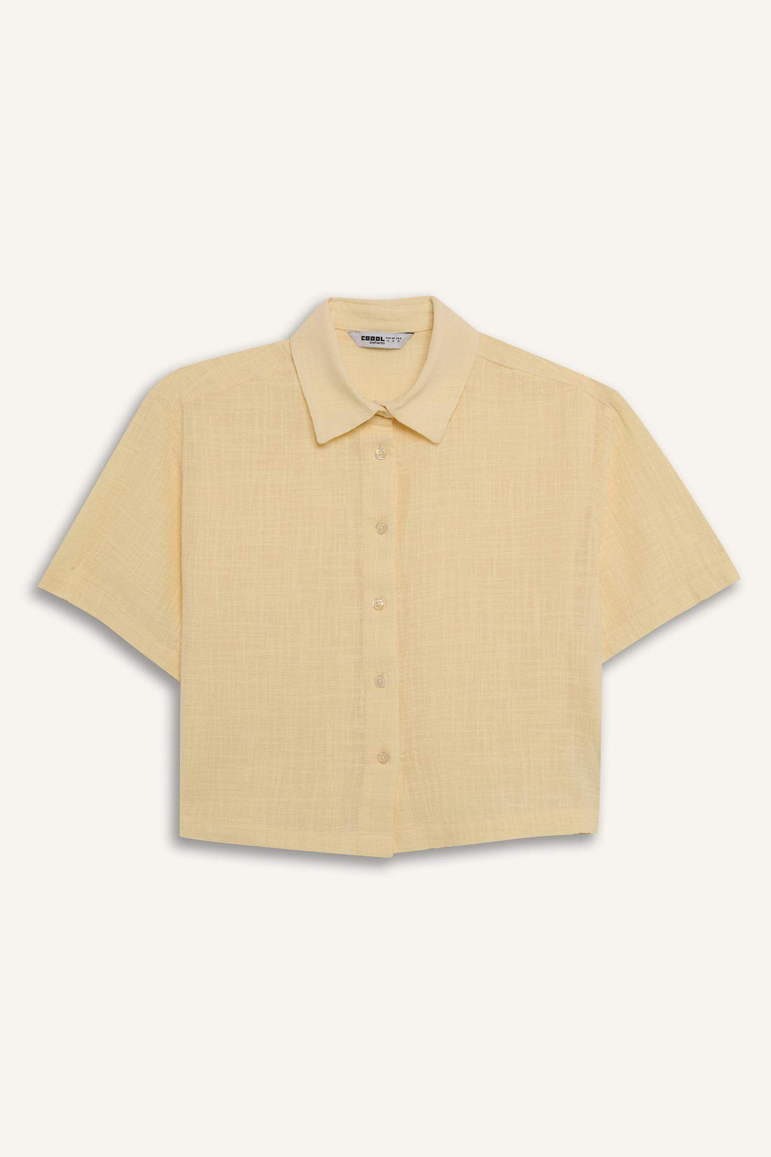 قميص نص كم اوفر سايز من كتان