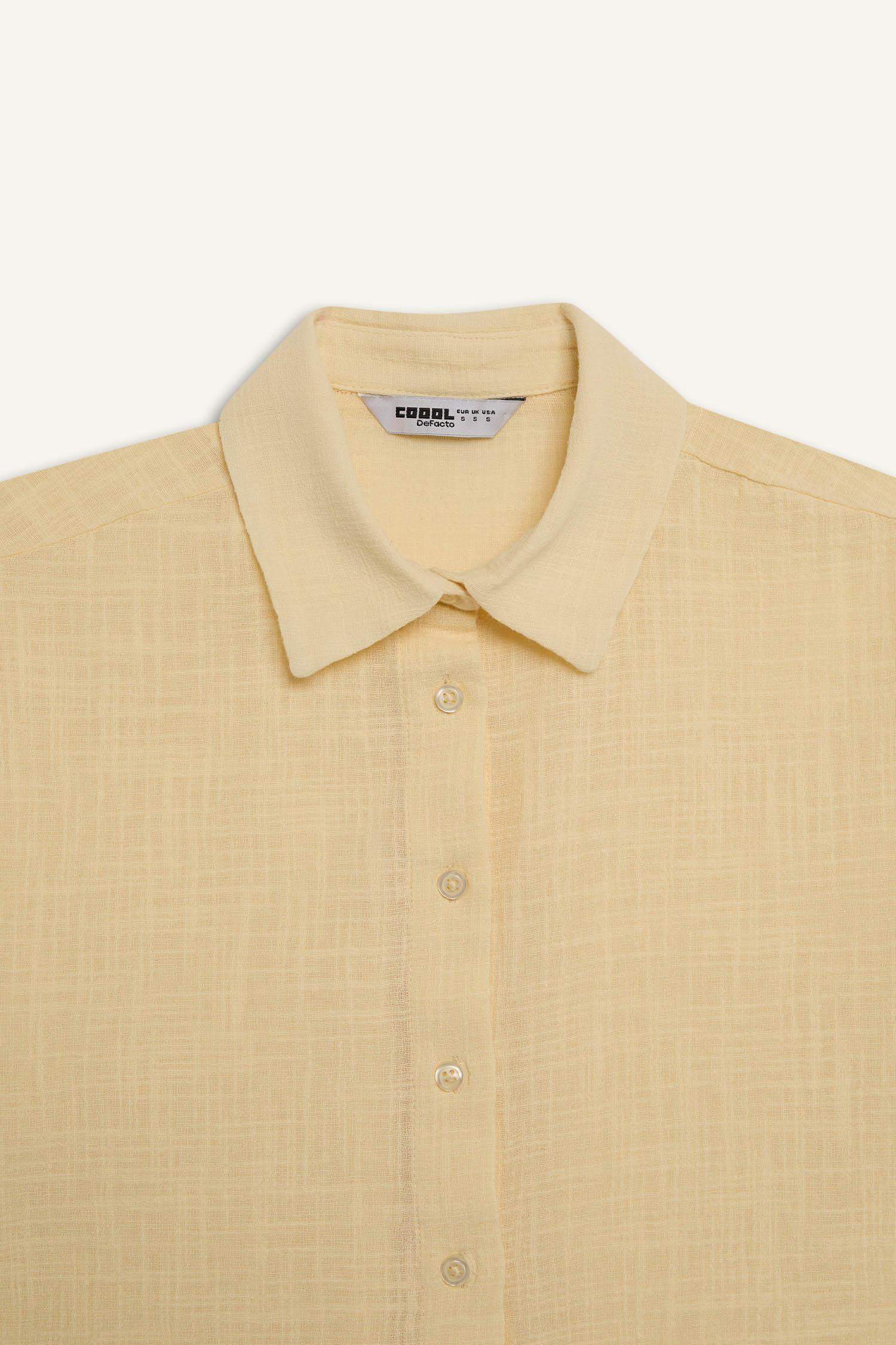 قميص نص كم اوفر سايز من كتان