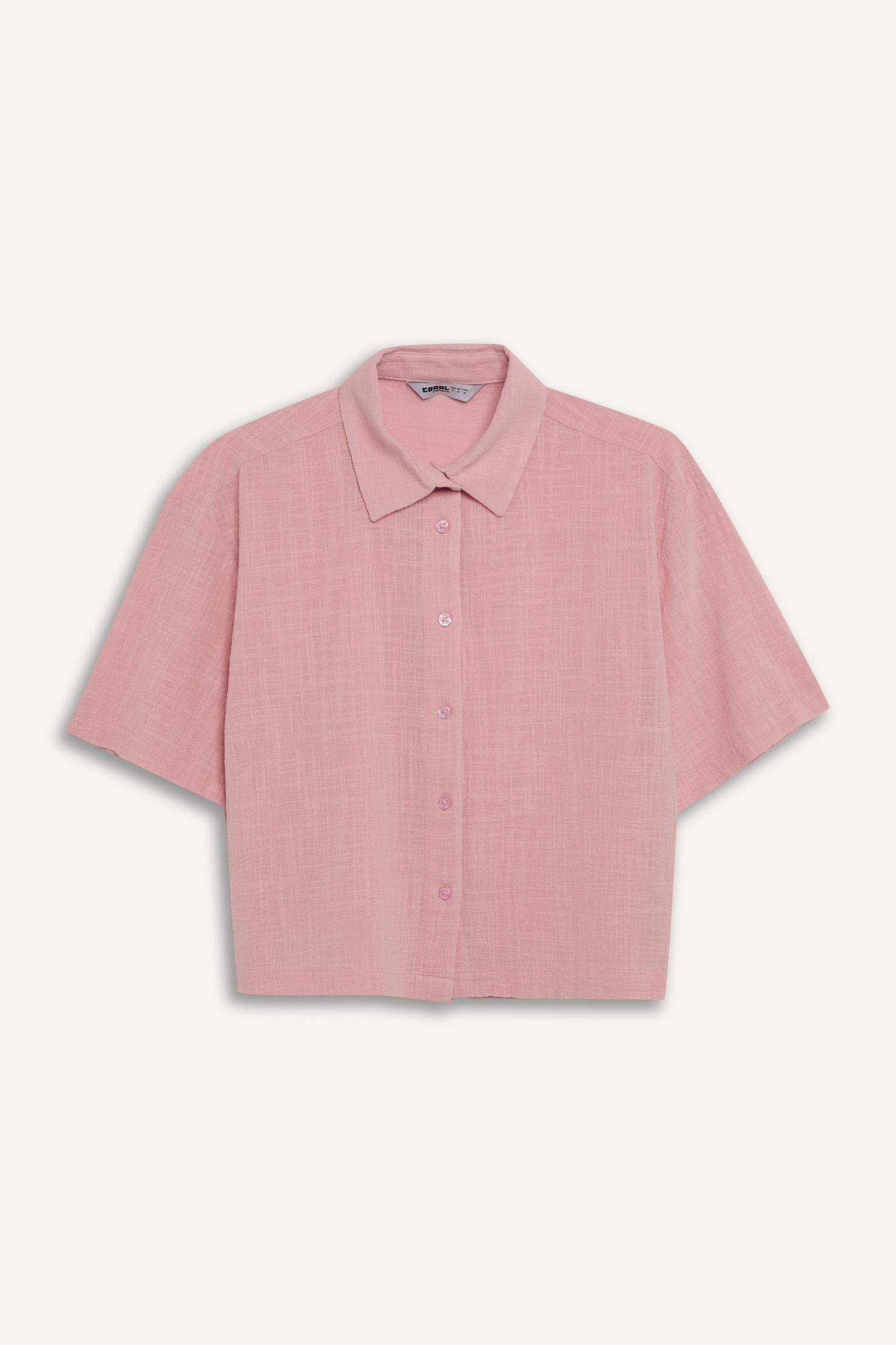 Рубашка оверсайз с короткими рукавами и льняной текстурой, коллекция Coool