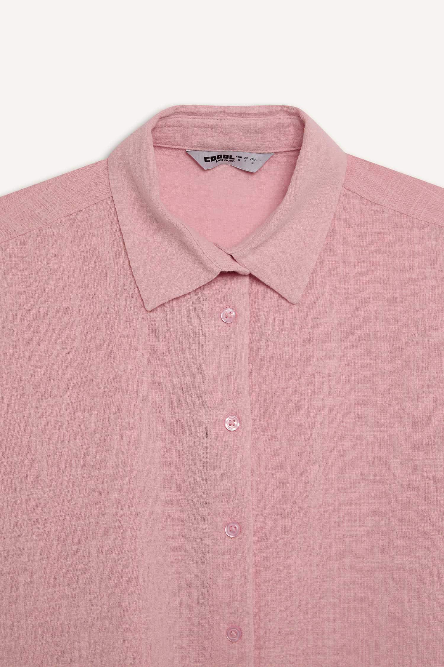 Рубашка оверсайз с короткими рукавами и льняной текстурой, коллекция Coool