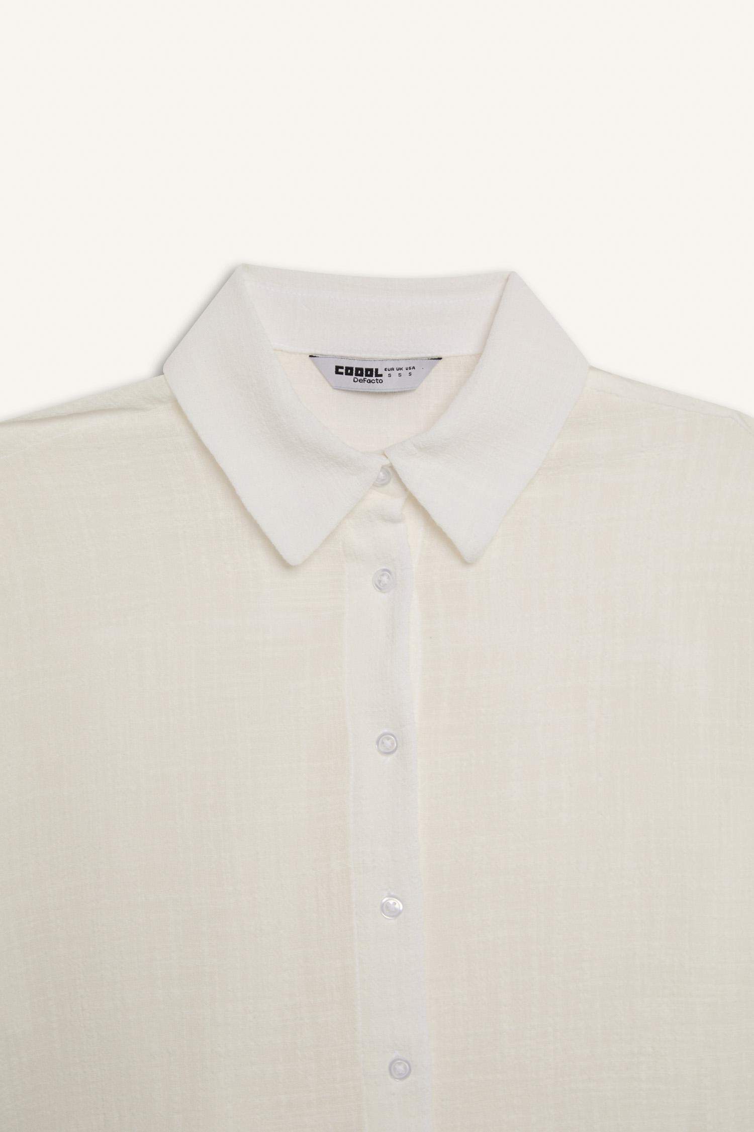 Oversize Fit Linen Look Short Sleeve Shirt