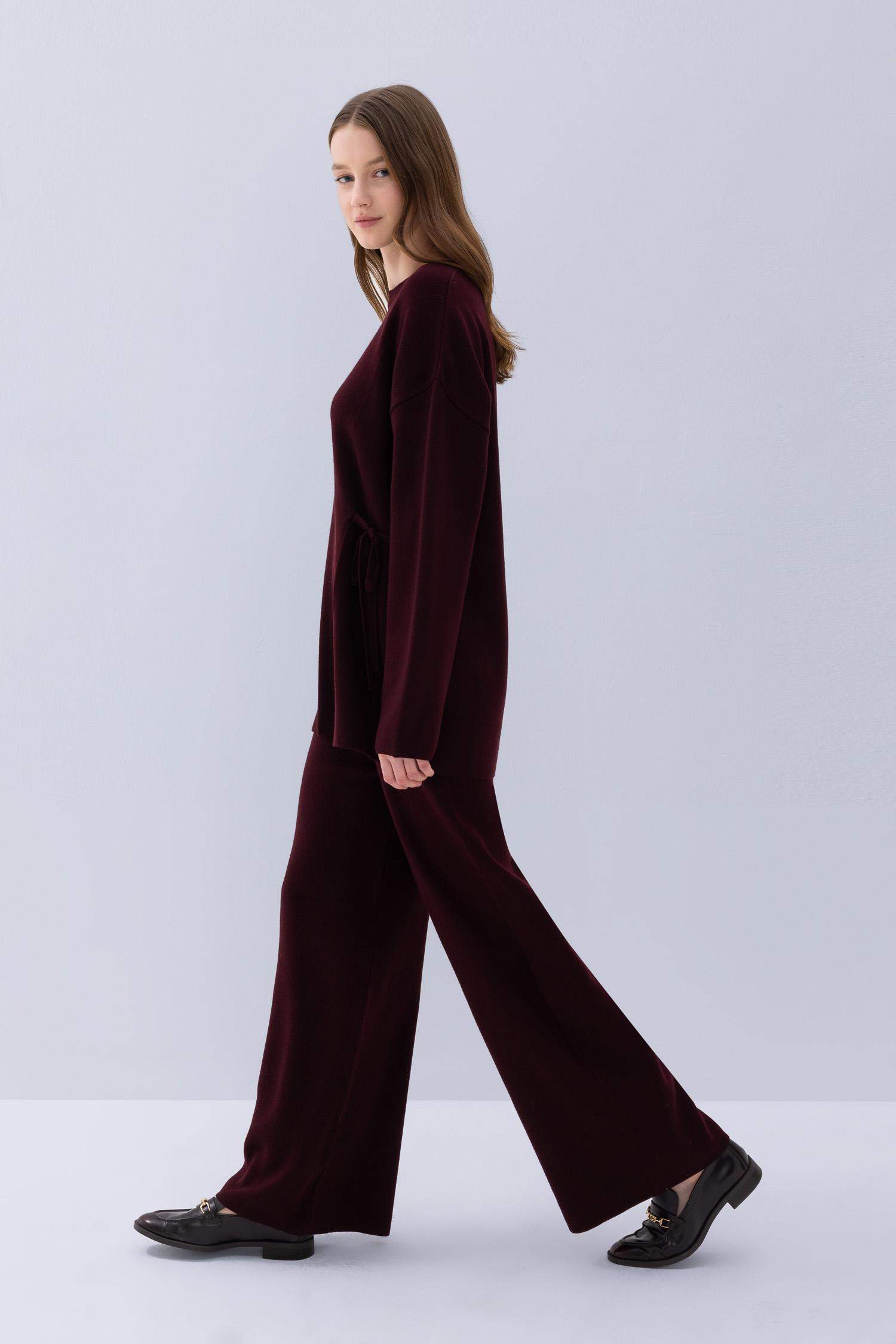 Triko Pantolon Regular Fit Beli Lastikli Cepli Basic Düz Paça