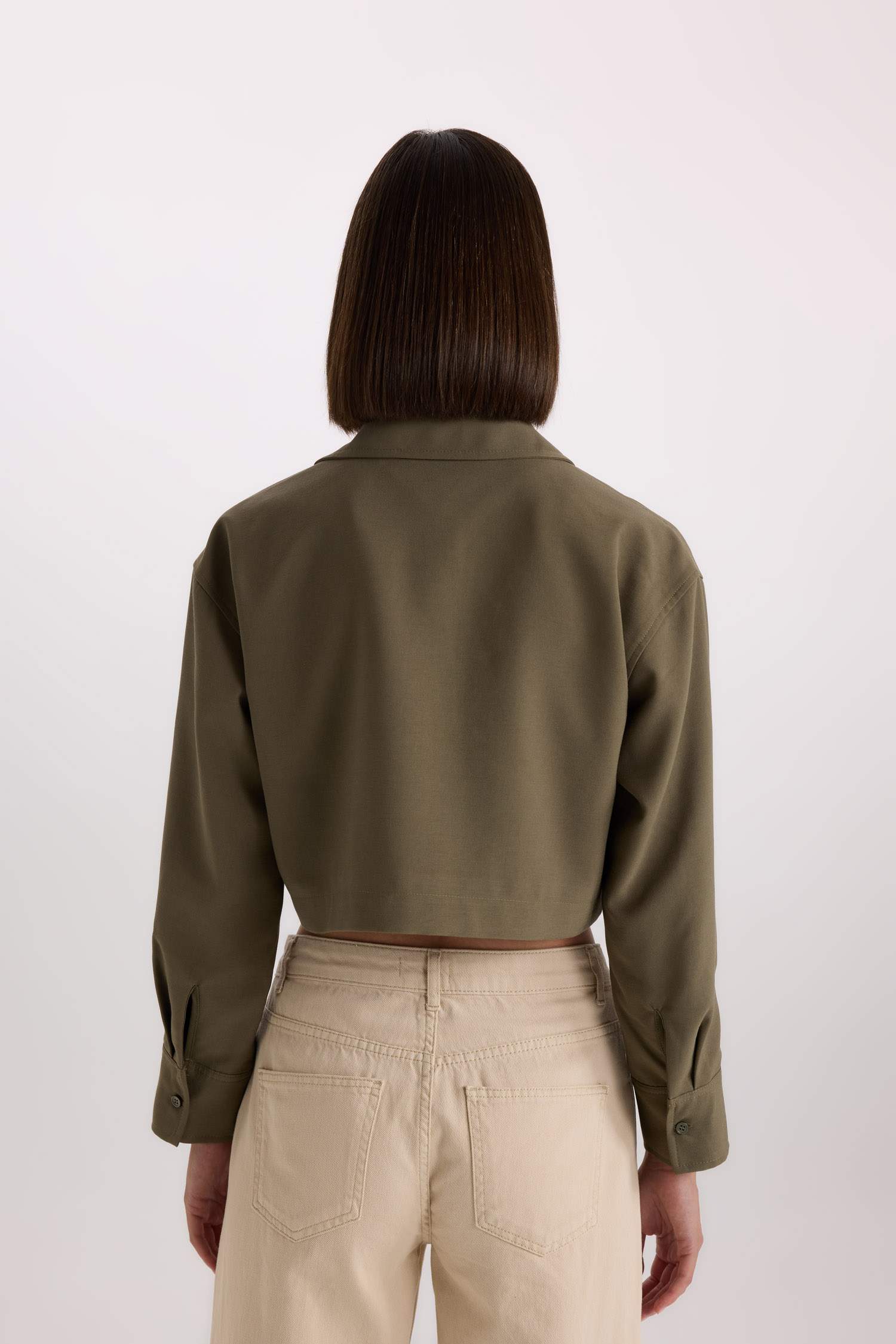 قميص كروب جبردين كم طويل بياقة قميص