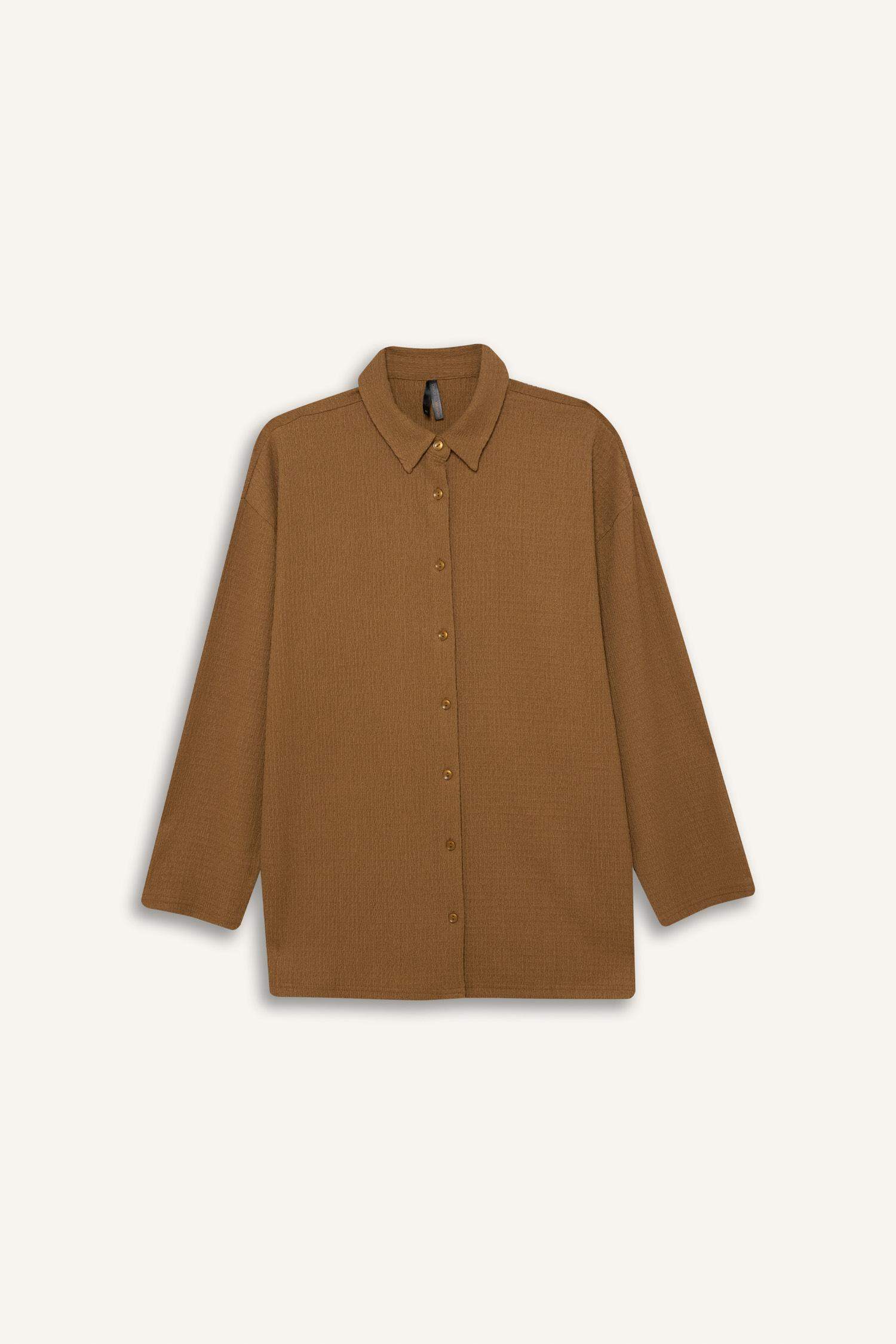 تيشيرت ردن طويل منسوج قصة مريحة بياخة بولو