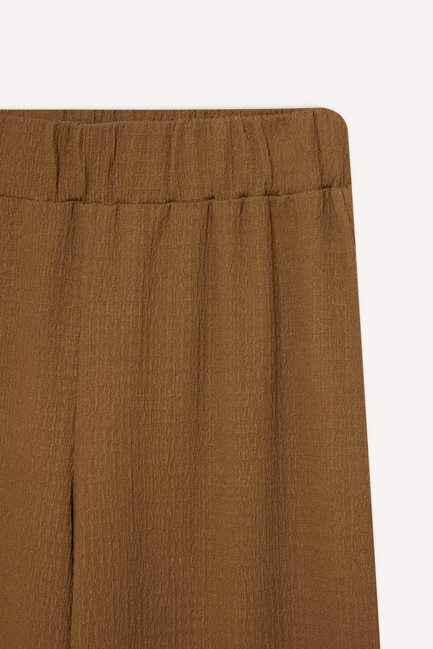 Straight Fit Beli Lastikli Basic Düz Bürümcük Geniş Paça Pantolon