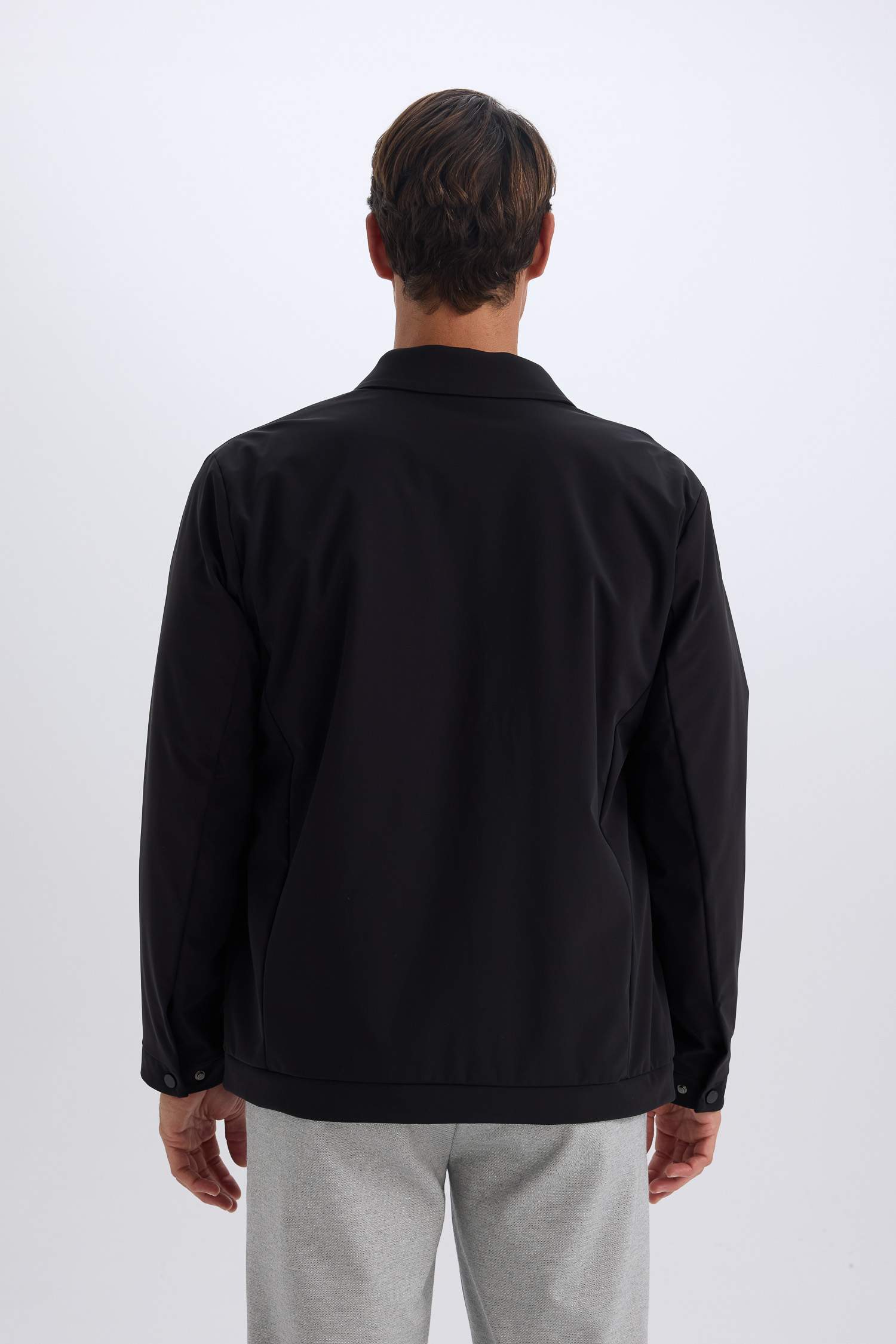 Slim Fit Dar Kesim Polo Yaka Astarlı Fermuarlı Mont