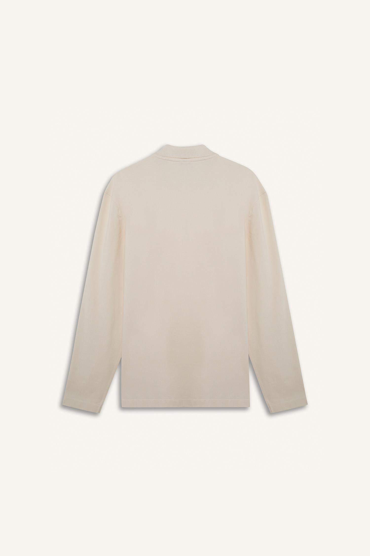 %100 Pamuk New Regular Fit Polo Yaka Basic Düz Uzun Kollu Dokulu Pike Tişört