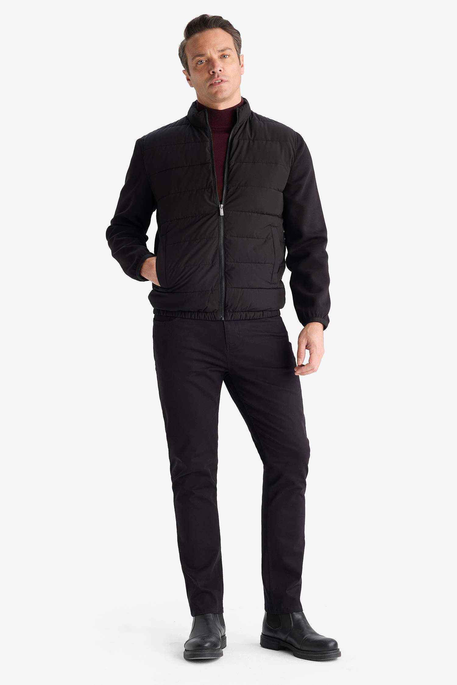 Su İtici Rüzgar Geçirmez Slim Fit Dar Kesim Astarlı Fermuarlı Cepli Mont