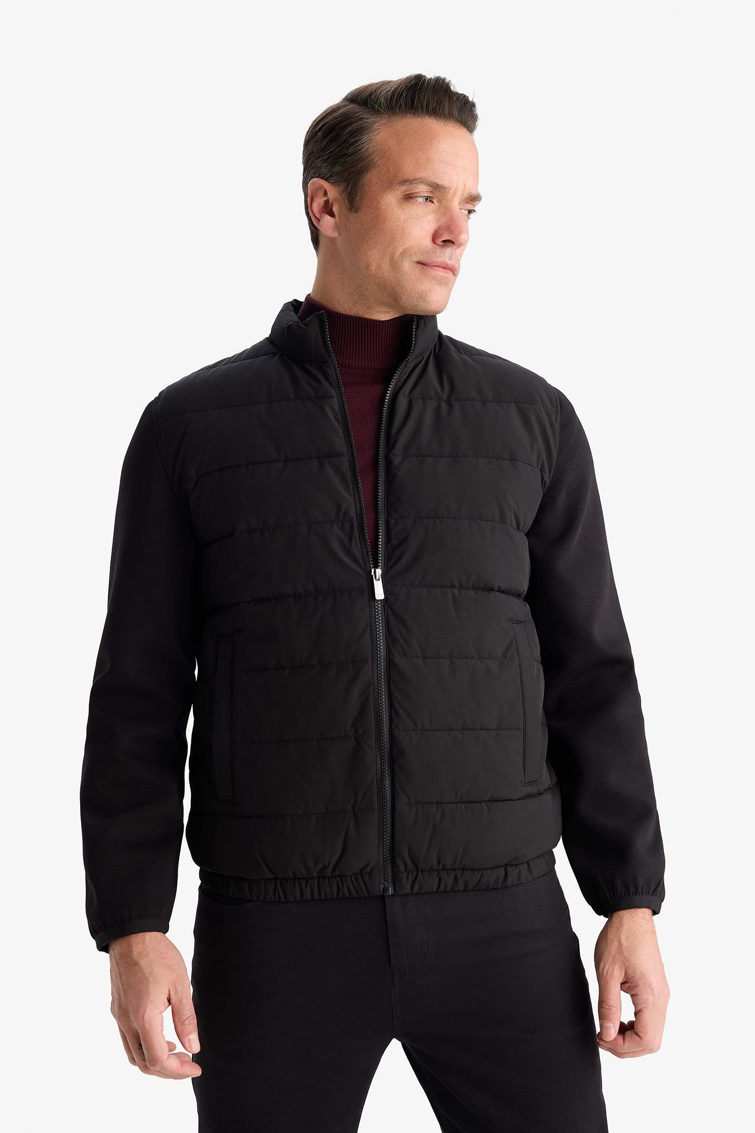 Su İtici Rüzgar Geçirmez Slim Fit Dar Kesim Astarlı Fermuarlı Cepli Mont