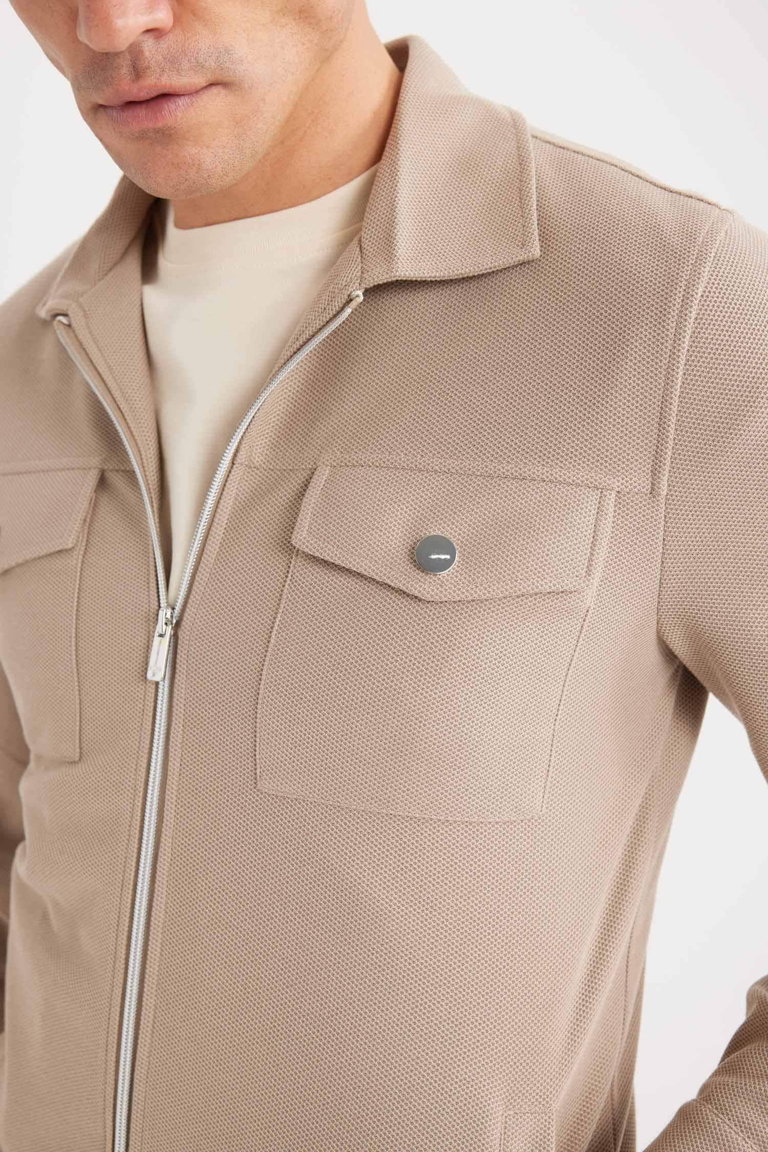 Slim Fit Dar Kesim Astarlı Fermuarlı Cepli Mevsimlik Baharlık Mont