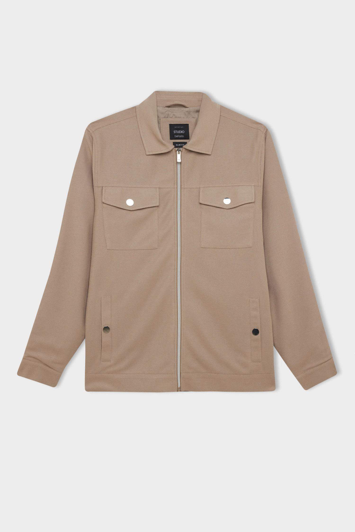 Slim Fit Dar Kesim Astarlı Fermuarlı Cepli Mevsimlik Baharlık Mont