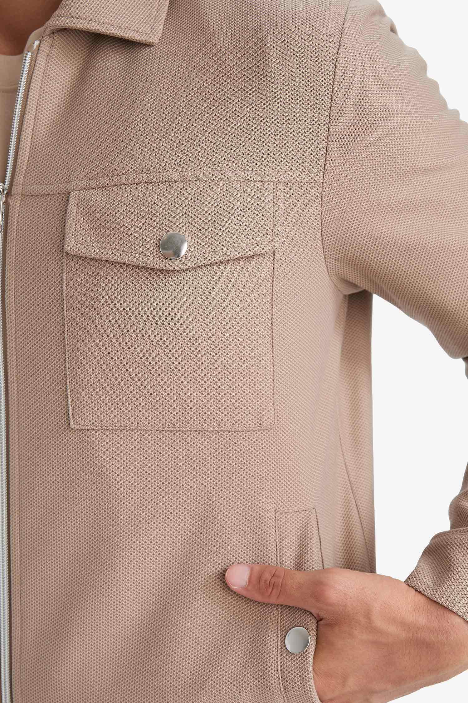 جاكيت دودون سليم فيت برقبة بولو مبطن