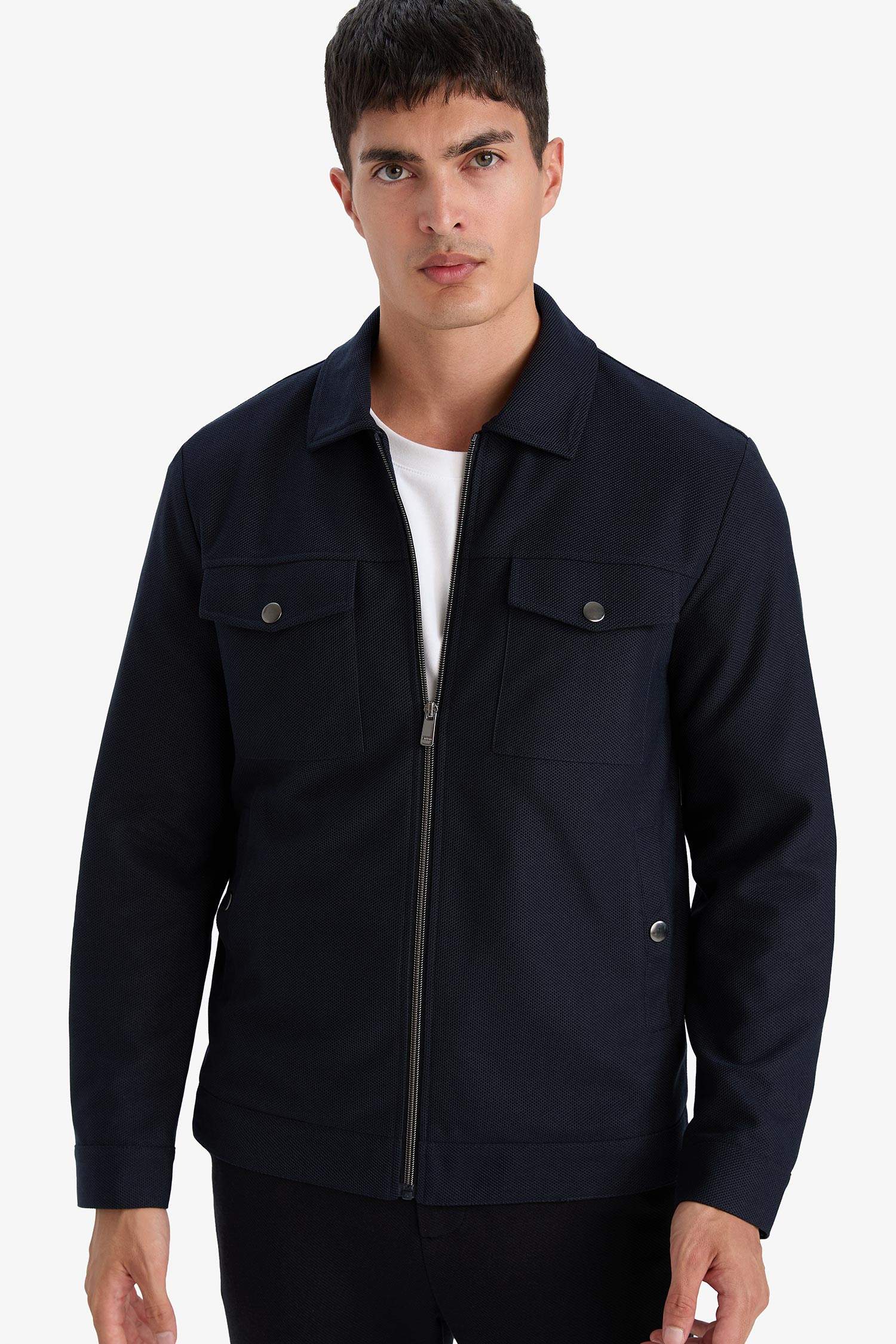 Slim Fit Zippered Lined Jacket