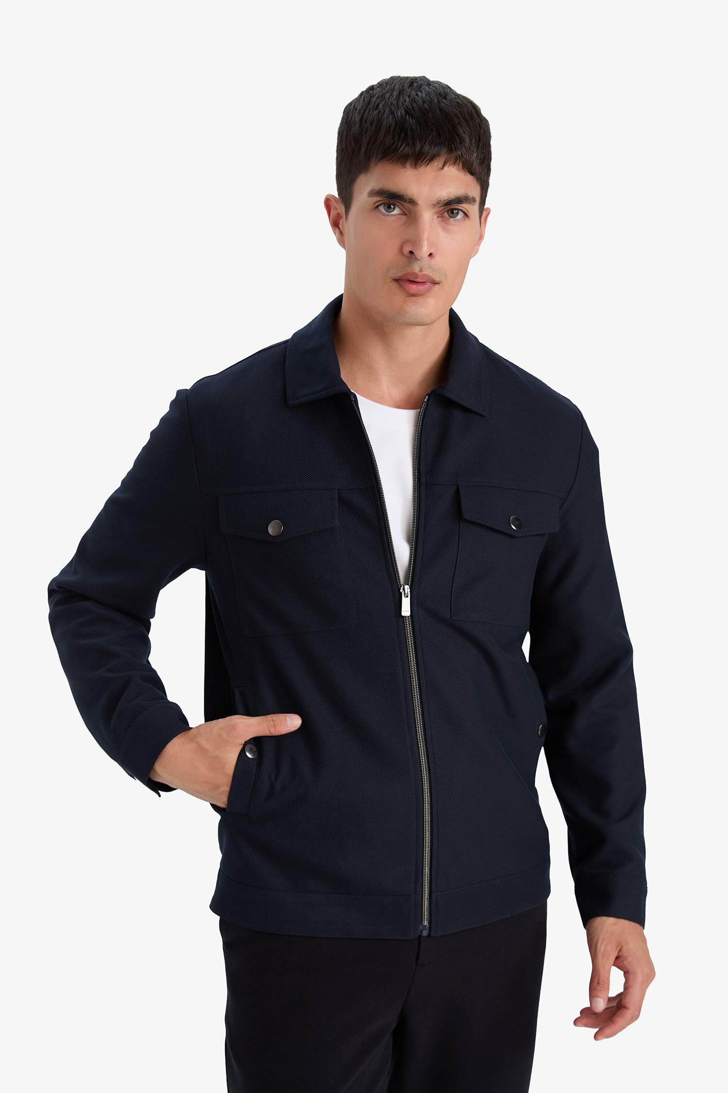 Slim Fit Zippered Lined Jacket