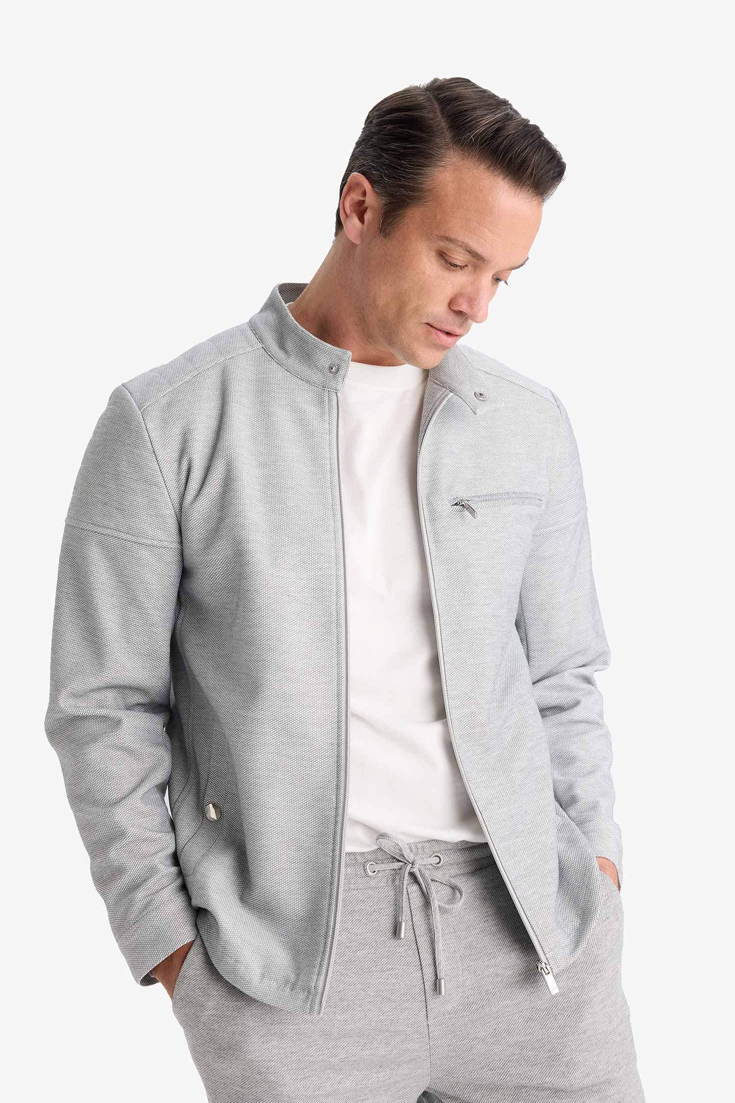 Slim Fit Stand up Collar Zippered Jacket