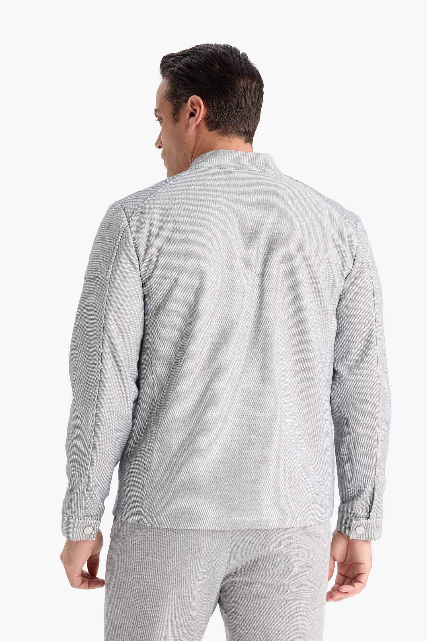 Slim Fit Stand up Collar Zippered Jacket