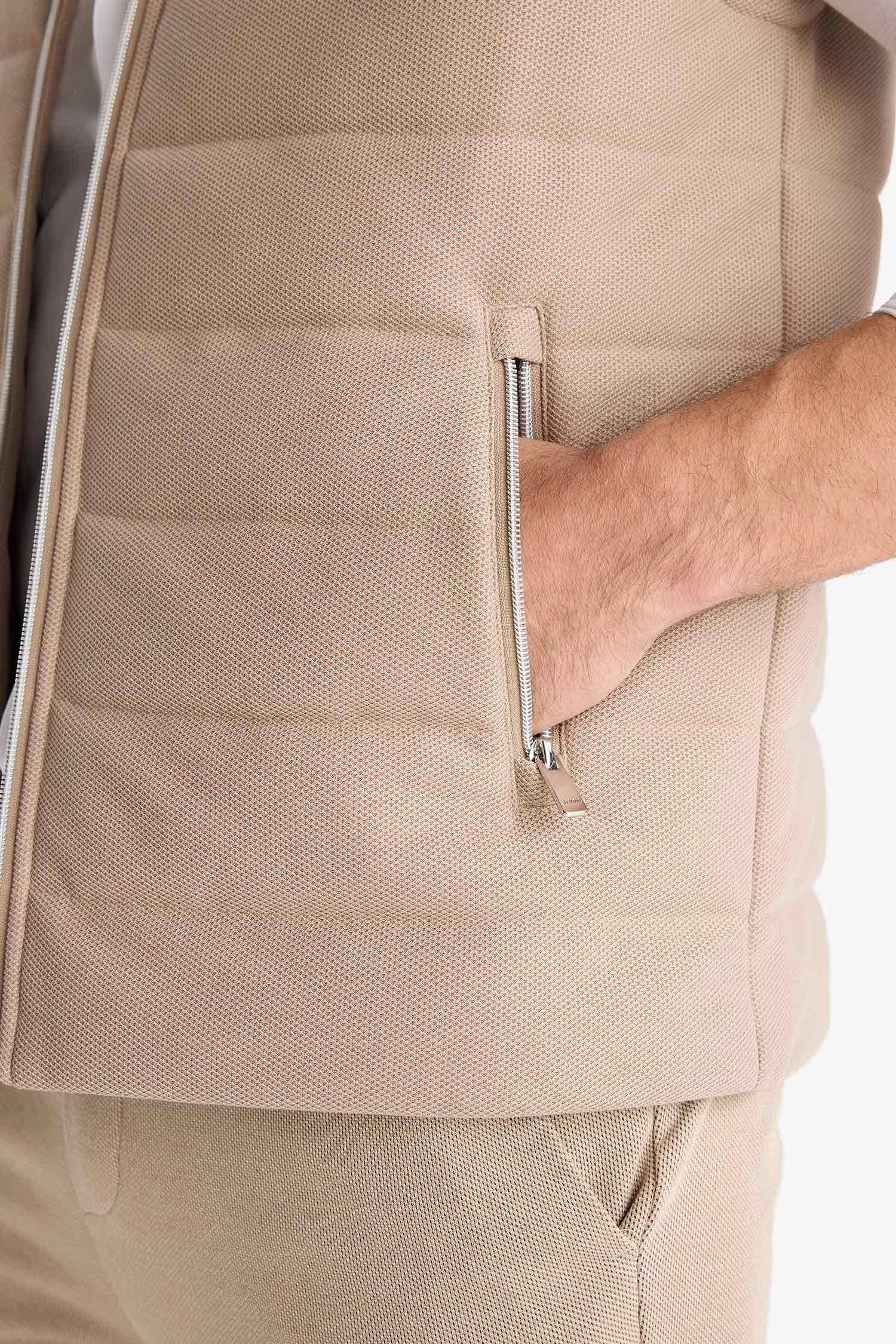 Slim Fit Dar Kesim Dik Yaka Astarlı Fermuarlı Cepli Mevsimlik Baharlık Yelek