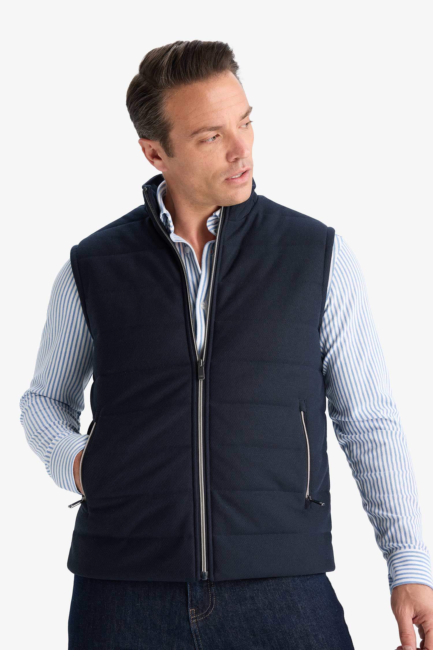 Slim Fit Stand up Collar Zippered Puffer Vest