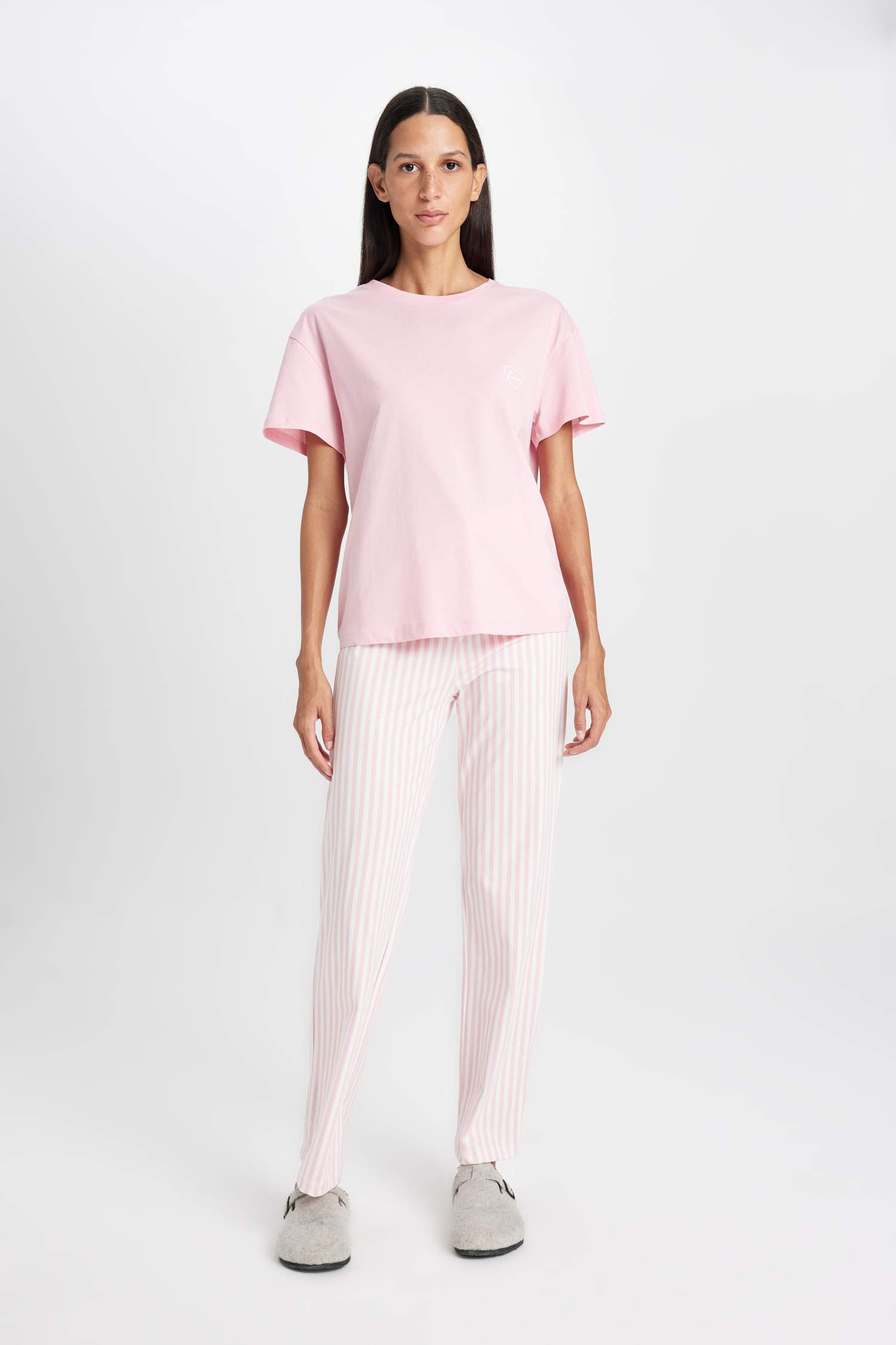 Pijama Takım Basic Kısa Kollu Üst Beli Lastikli Alt