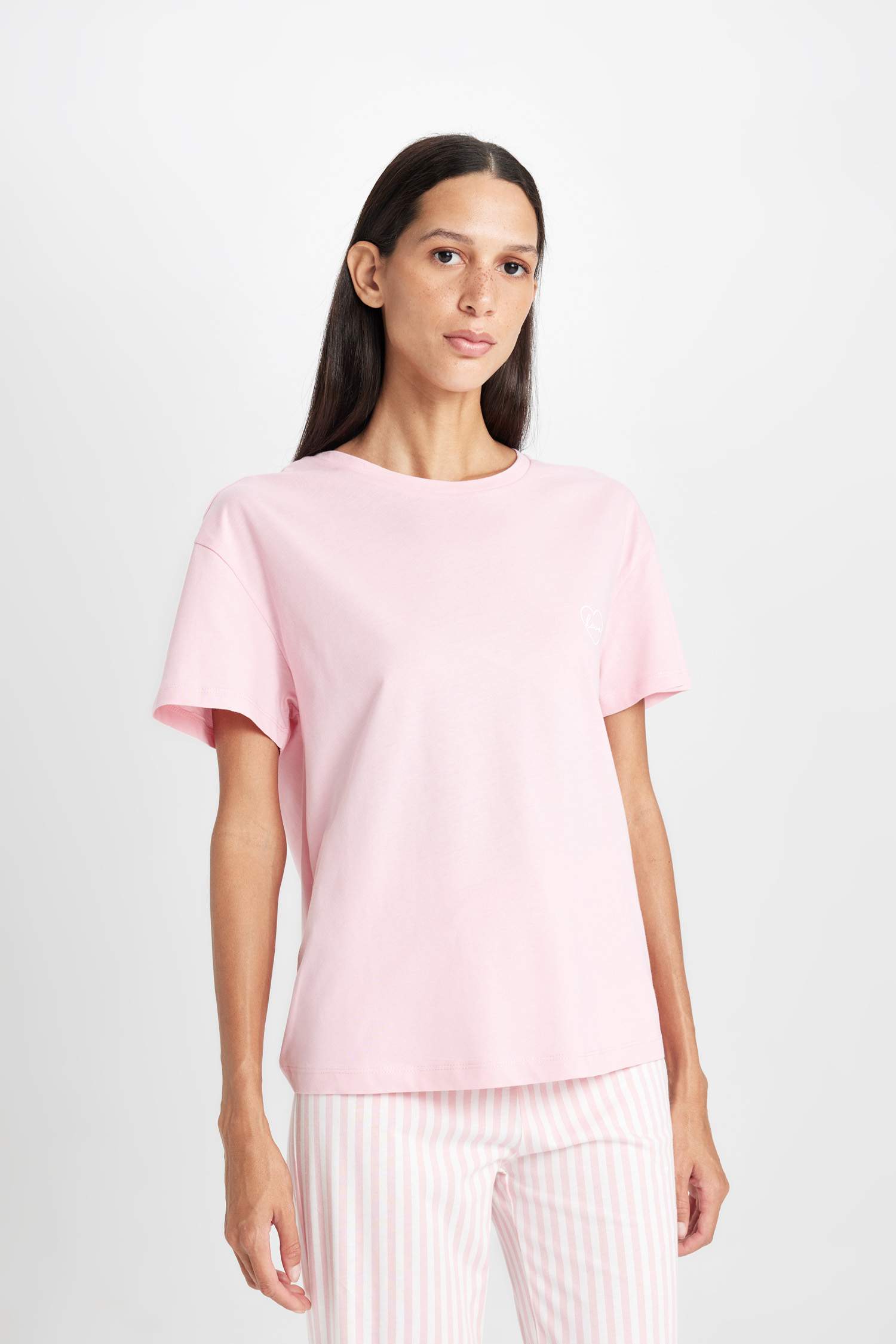 Pijama Takım Basic Kısa Kollu Üst Beli Lastikli Alt