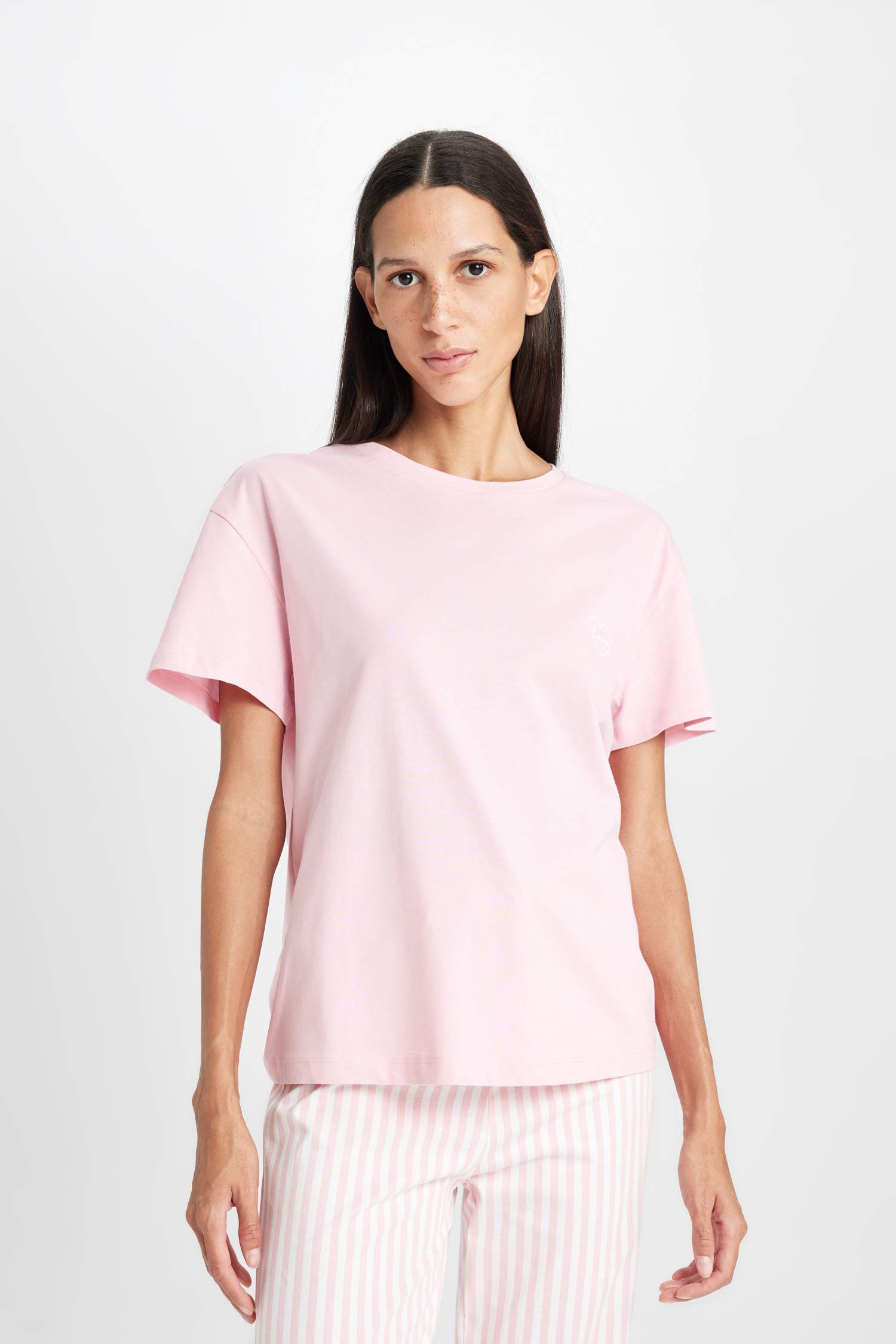 Pijama Takım Basic Kısa Kollu Üst Beli Lastikli Alt