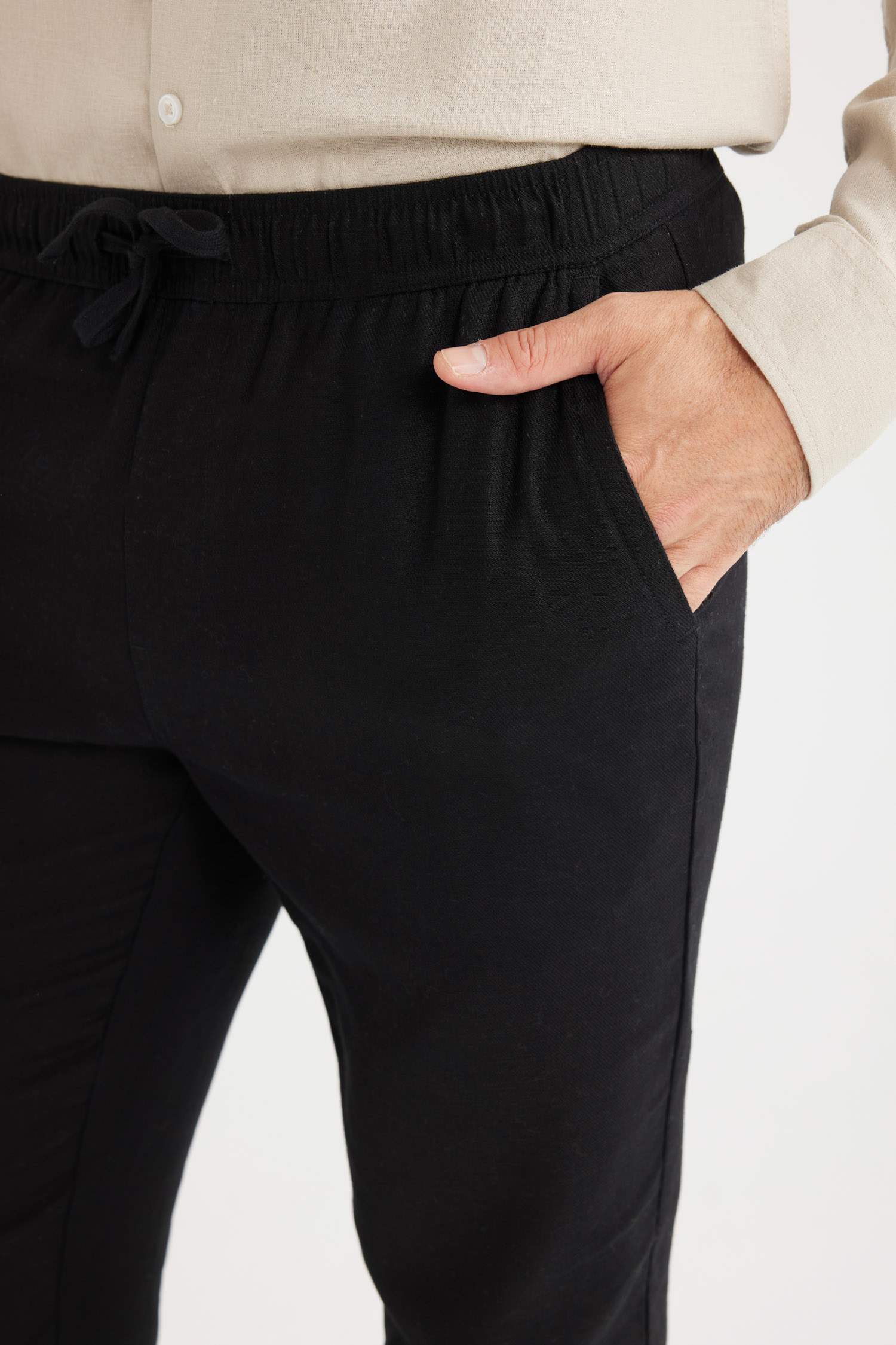 Yazlık Jogger Keten Düz Paça Pantolon