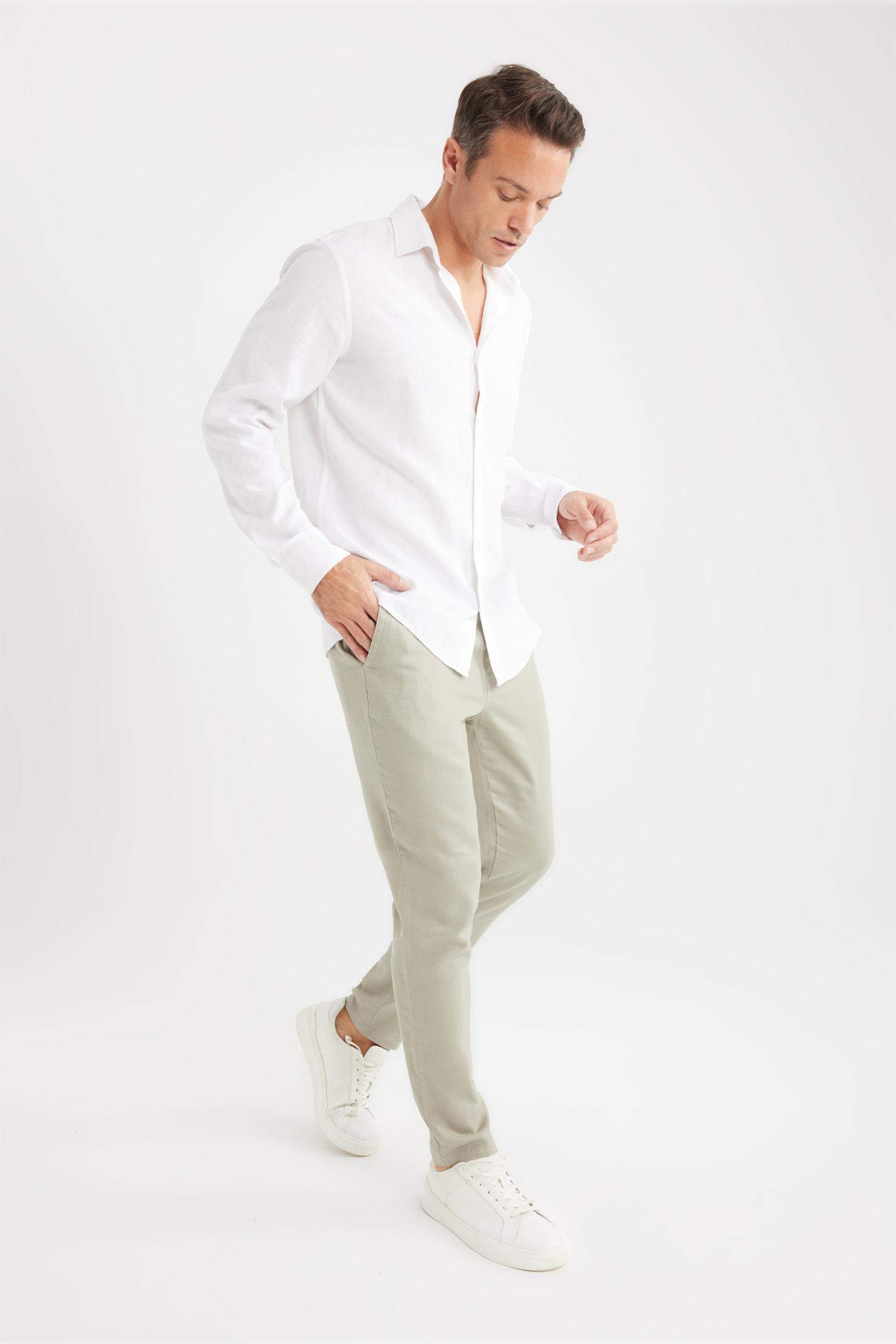 Yazlık Jogger Keten Düz Paça Pantolon