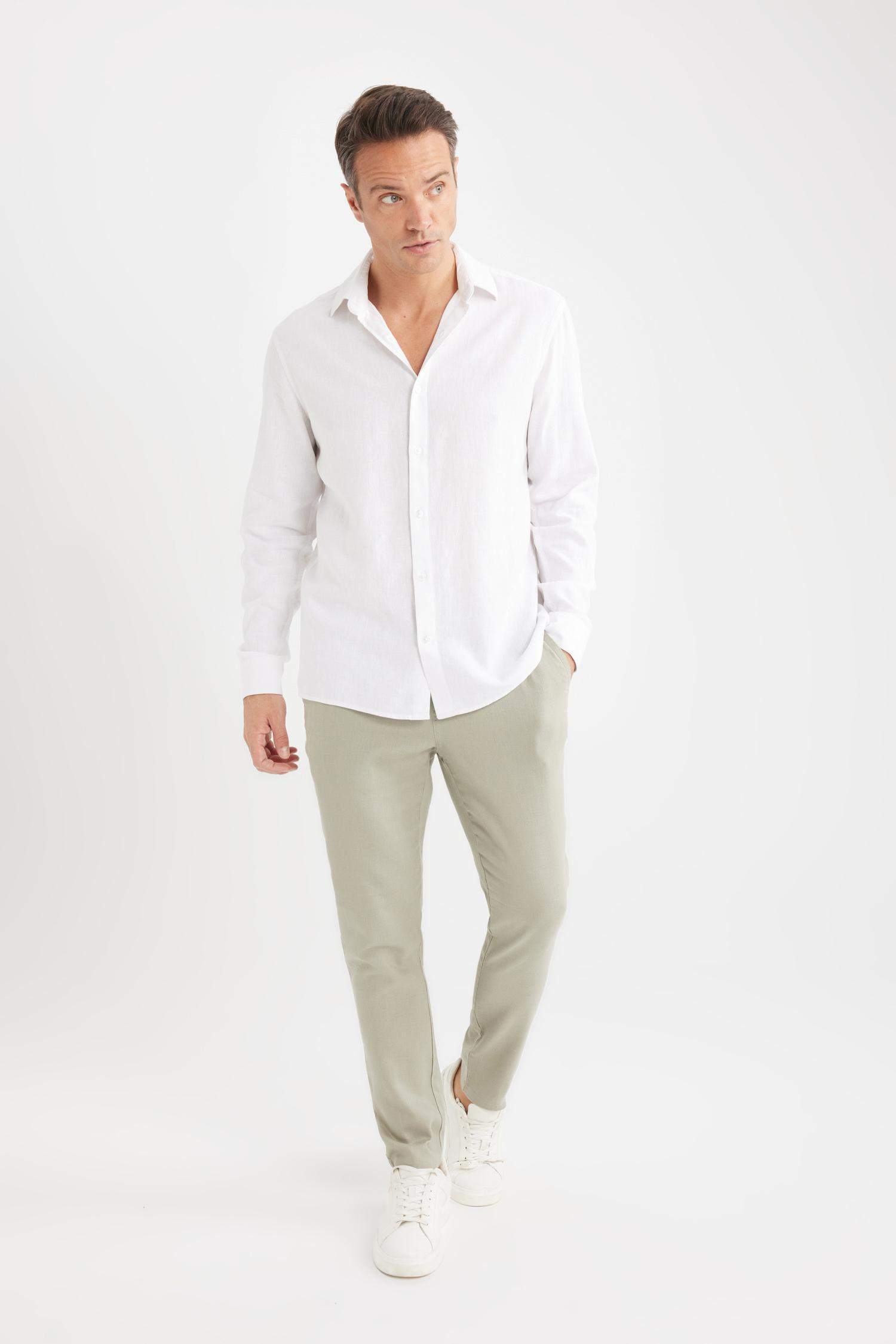 Yazlık Jogger Keten Düz Paça Pantolon