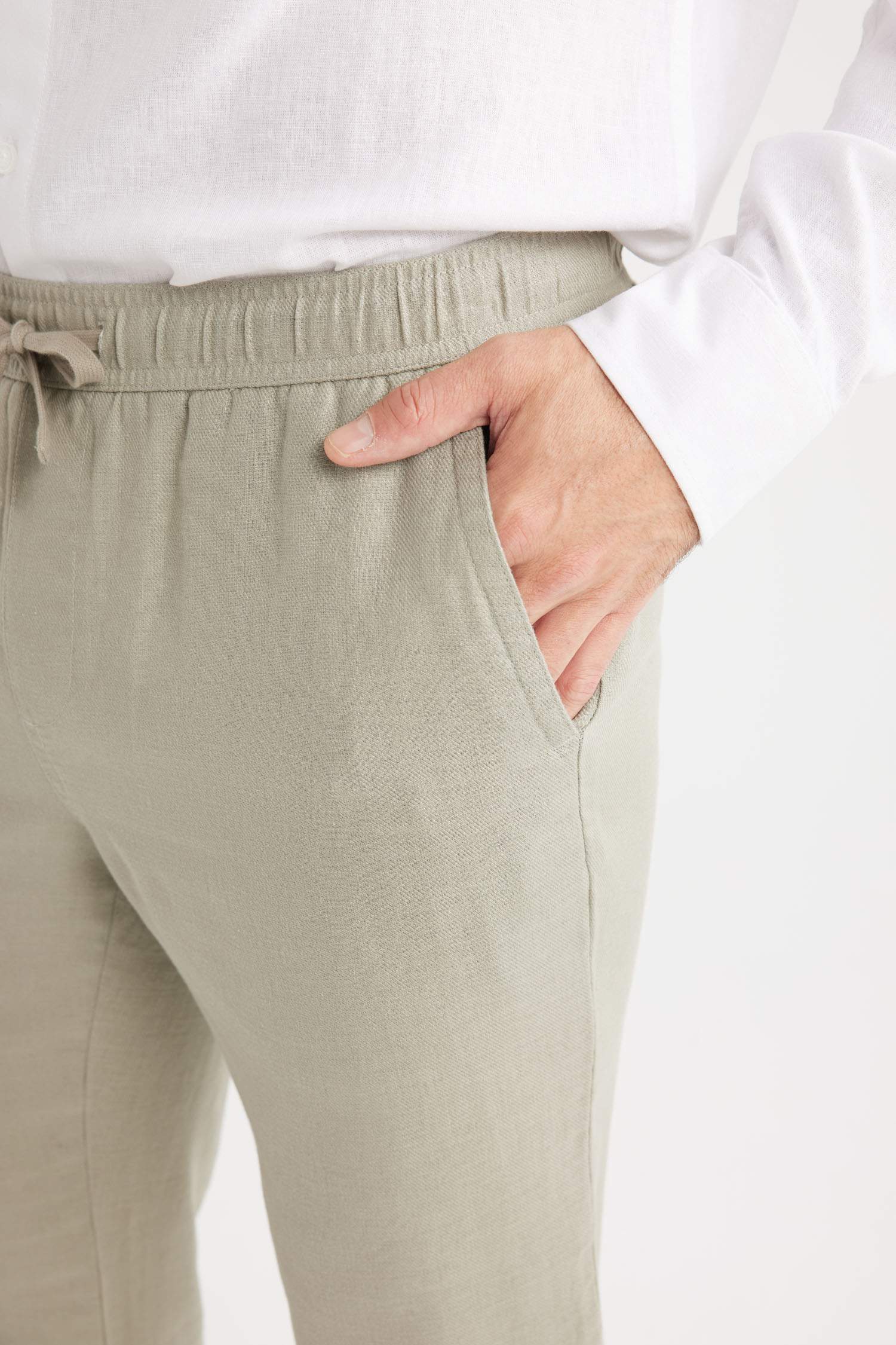 Yazlık Jogger Keten Düz Paça Pantolon