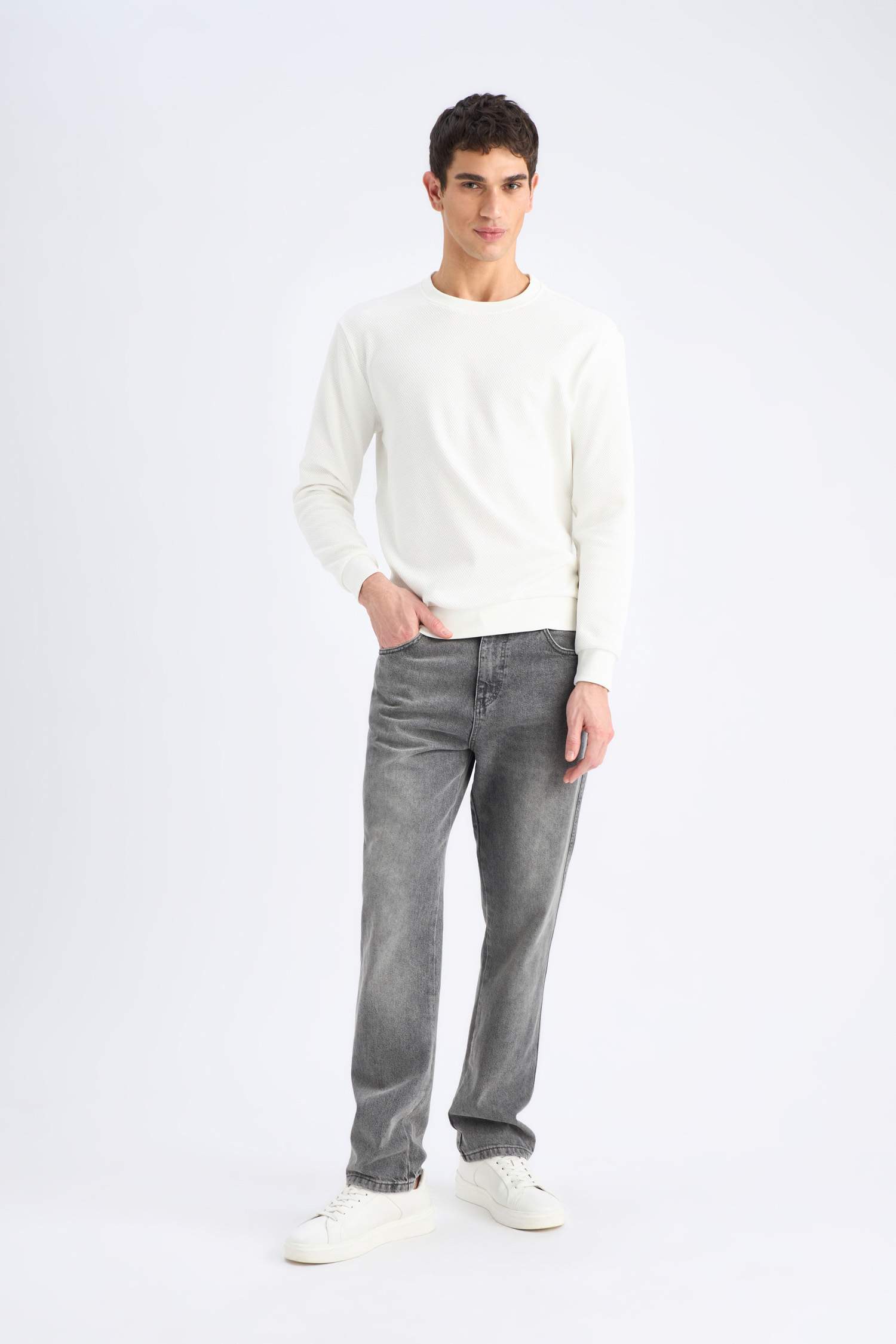 سويت شيرت قصة عادية برقبة مستديرة