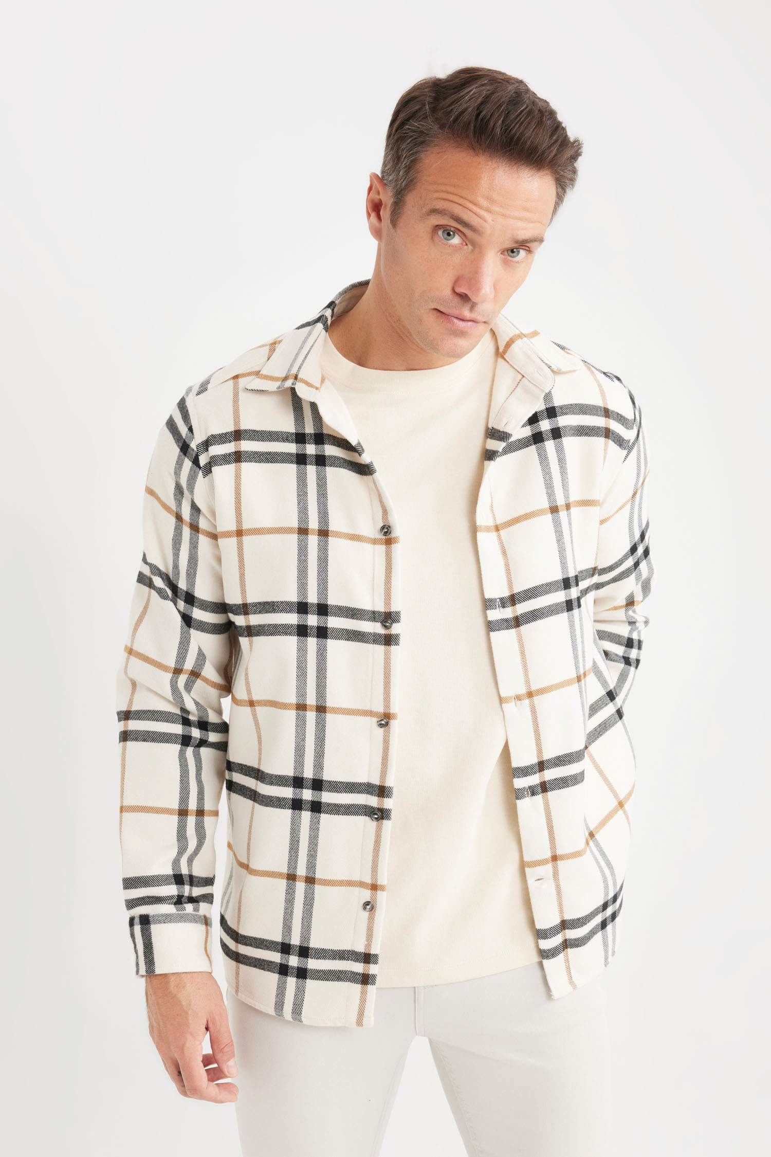 قميص كاروهات قطن قصة عادية بياخة بولو