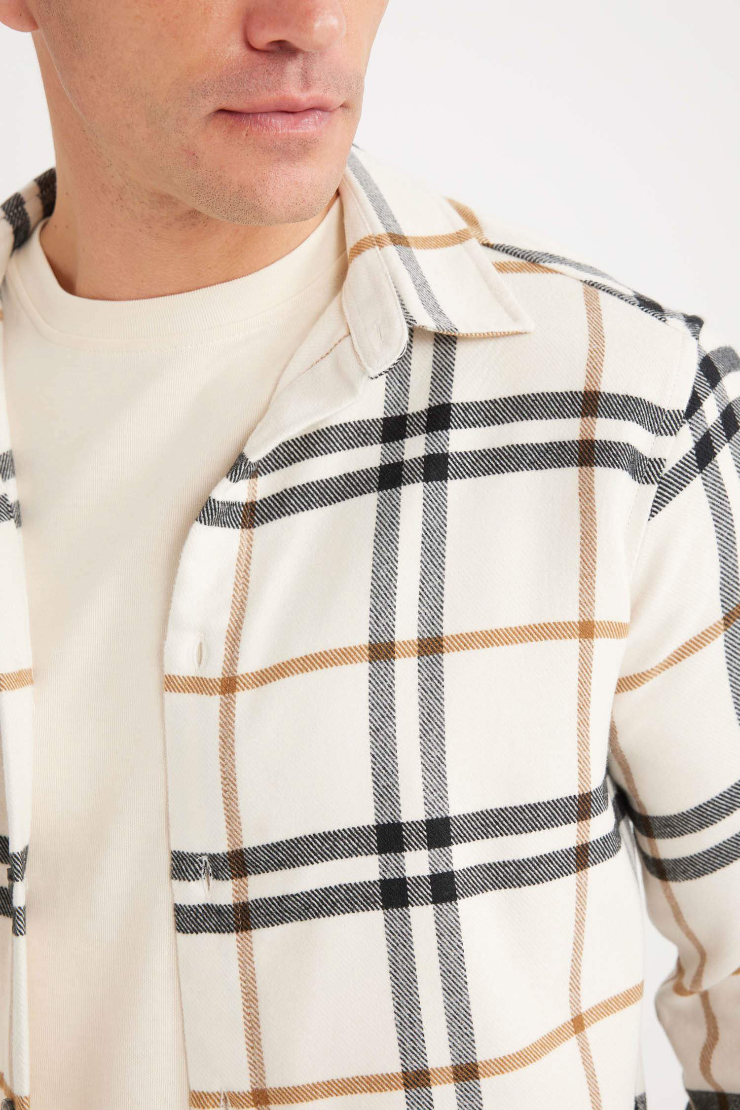 قميص كاروهات قطن قصة عادية بياخة بولو