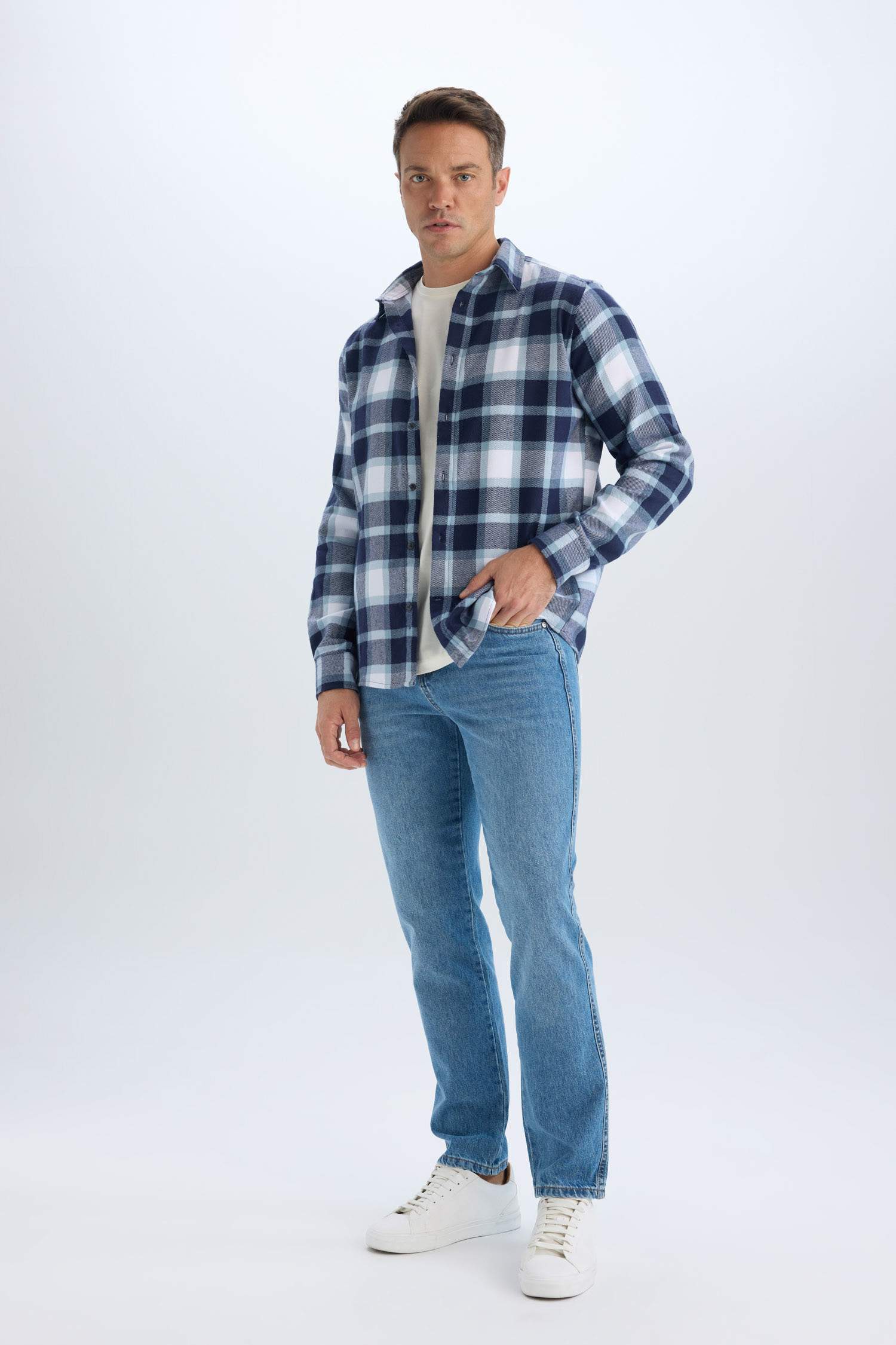 Regular Fit Kareli Pamuklu Uzun Kollu Gömlek