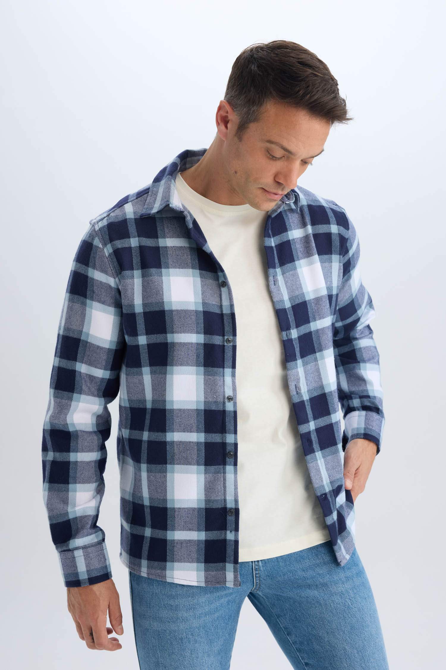 Regular Fit Kareli Pamuklu Uzun Kollu Gömlek