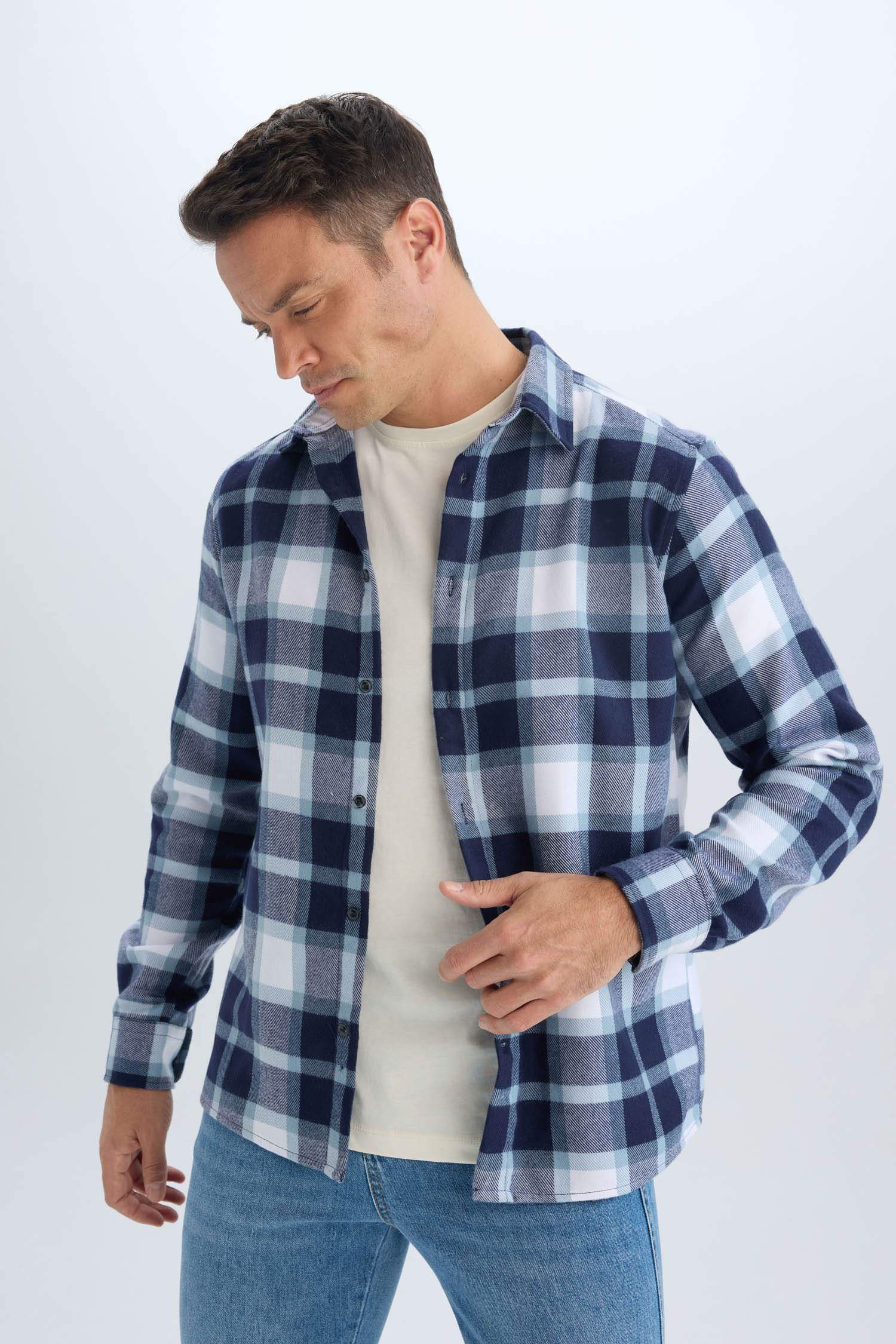 Regular Fit Kareli Pamuklu Uzun Kollu Gömlek