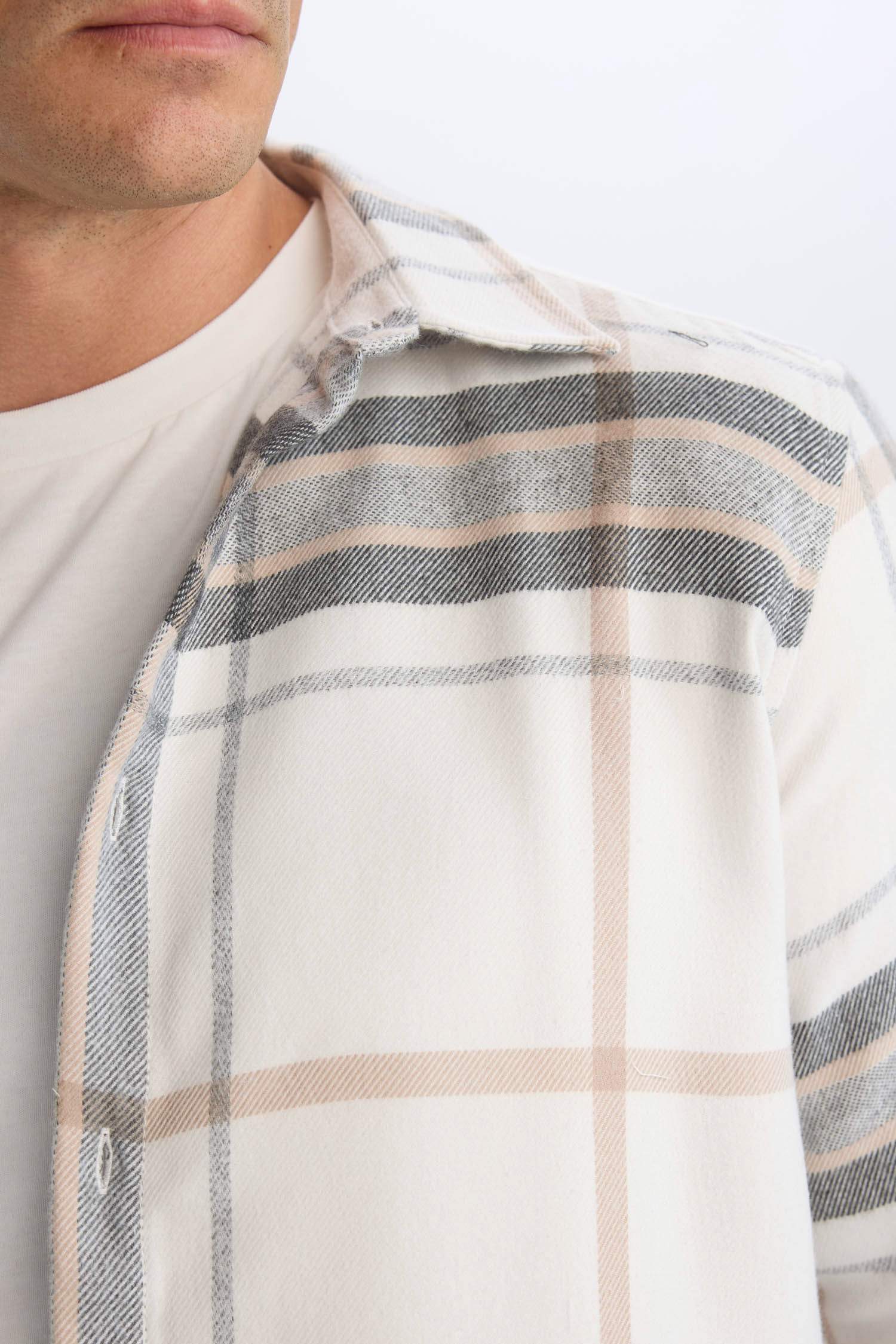 Regular Fit Polo Yaka Pamuklu Kareli Uzun Kollu Gömlek