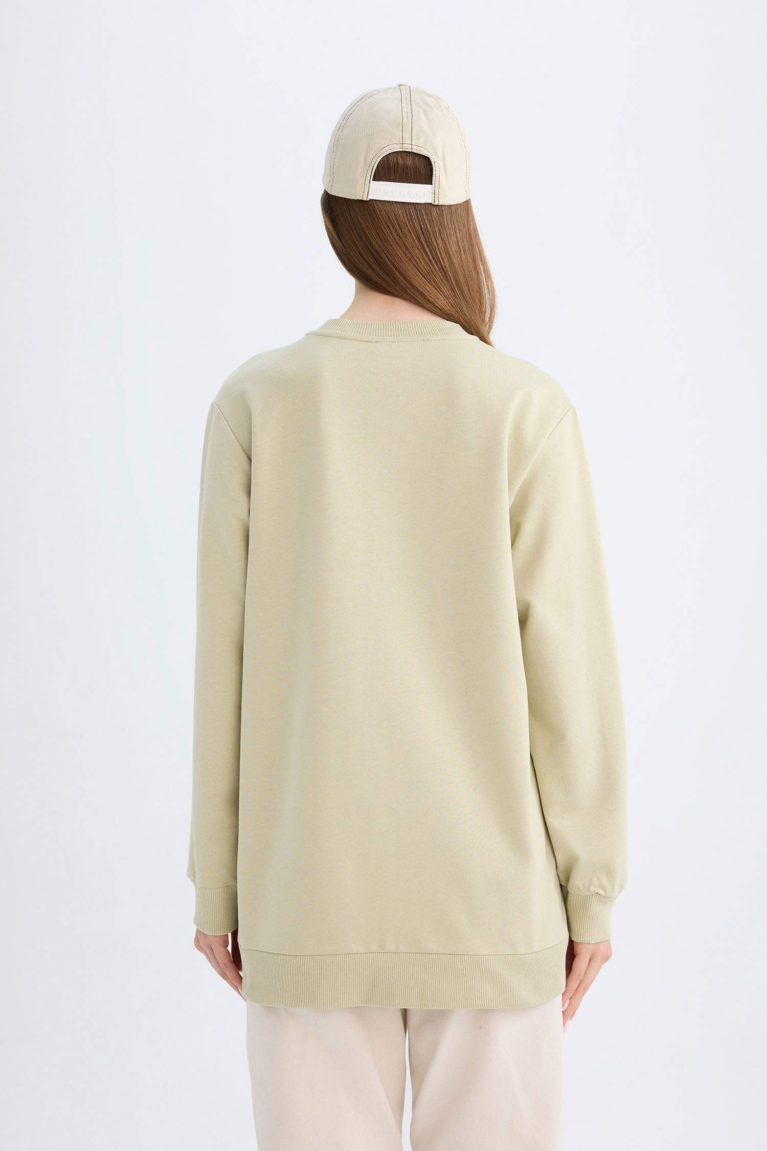 Regular Fit Bisiklet Yaka Parlak Baskılı  Sweatshirt Tunik