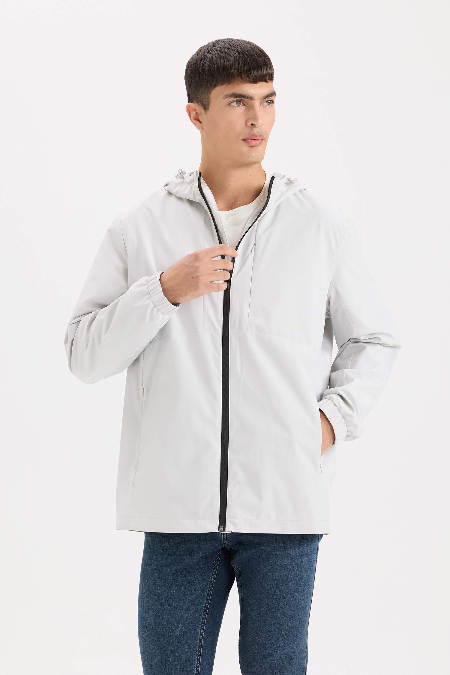 Regular Fit Kapüşonlu Pamuk Astarlı Fermuarlı Mevsimlik Baharlık Mont